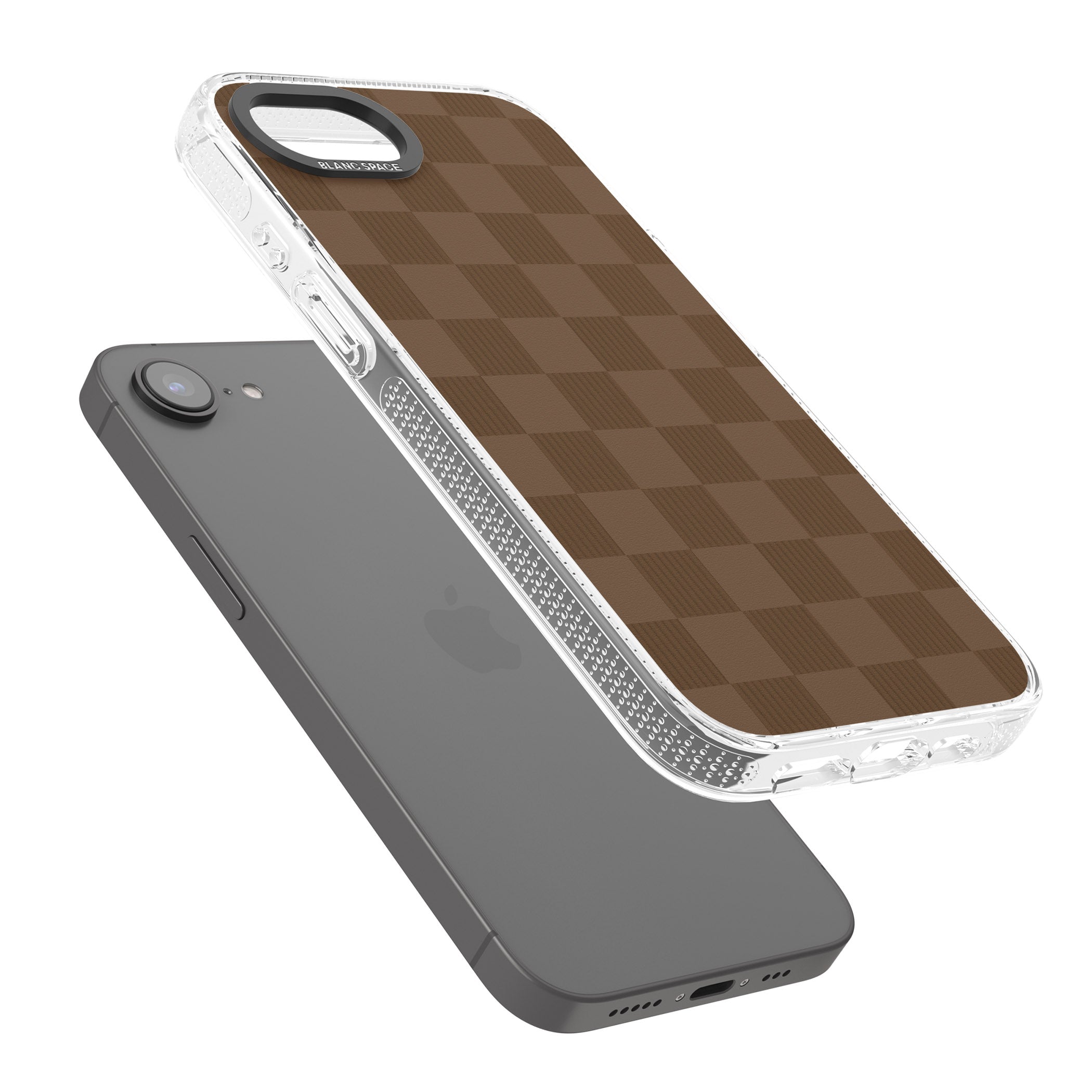 CHOCOLATE CHECKERED iPhone 16e Clear Case Impact Air - Blanc Space