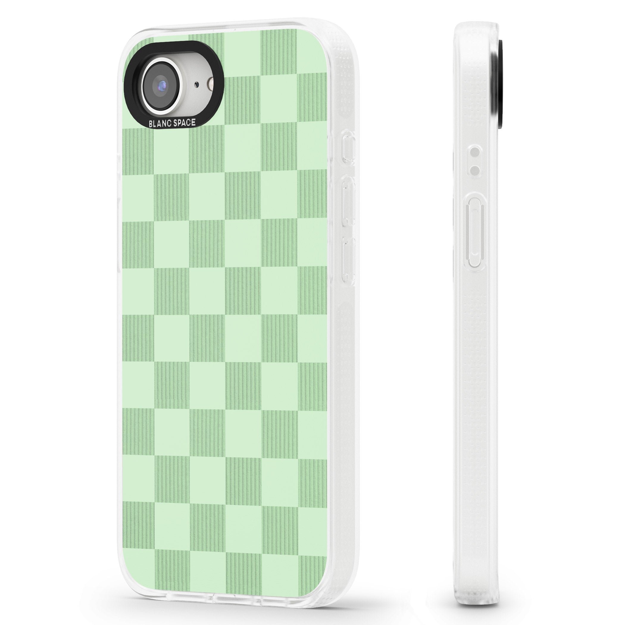SEAFOAM CHECKERED iPhone 16e Clear Case Impact Air - Blanc Space