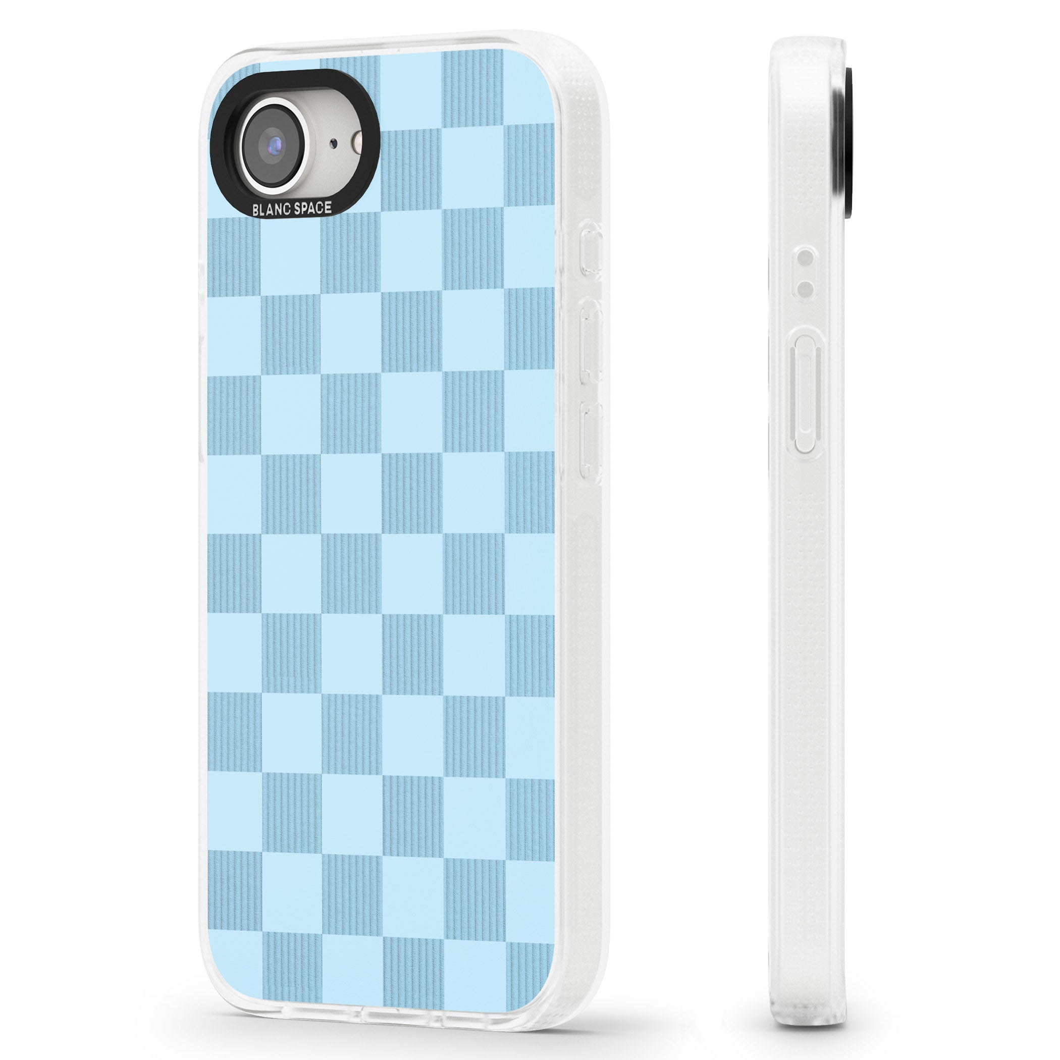 SKYBLUE CHECKERED iPhone 16e Clear Case Impact Air - Blanc Space