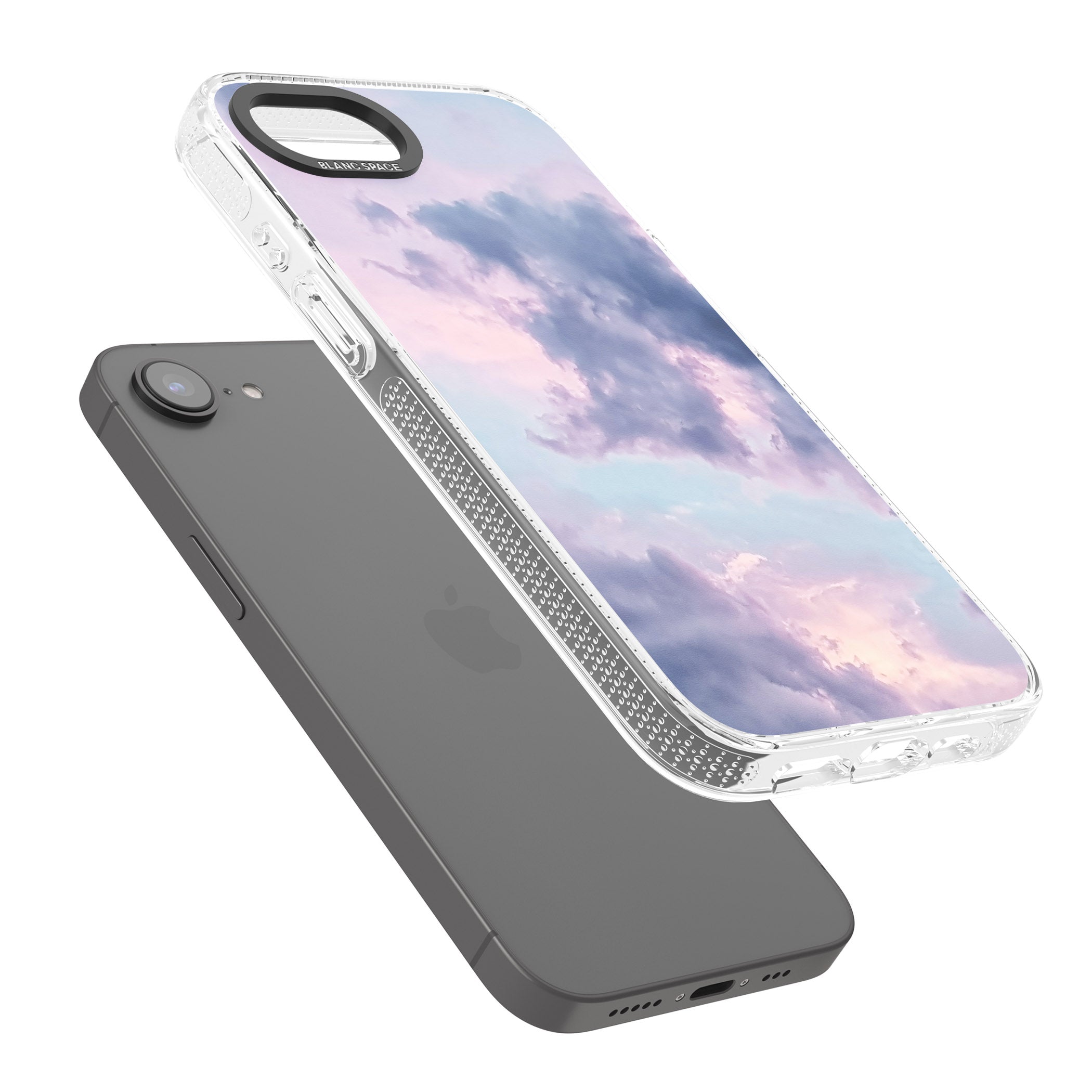 Purple Clouds Photograph iPhone 16e Clear Case Impact Air - Blanc Space