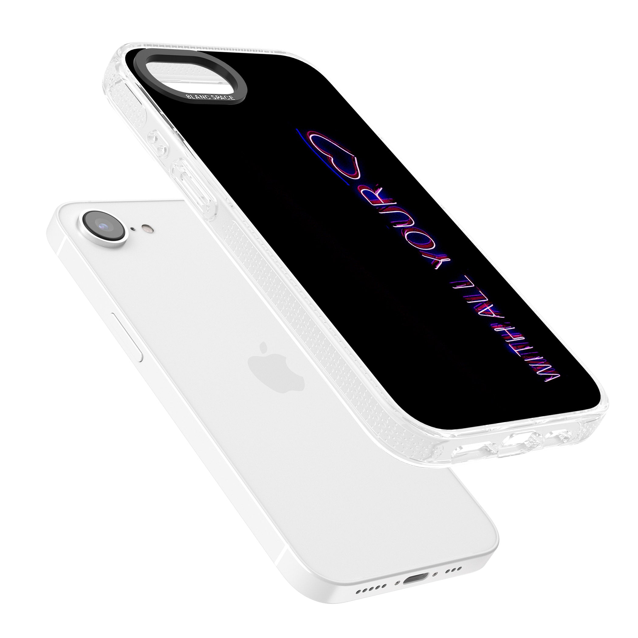 With All Your Heart Neon Sign iPhone 16e Clear Case Impact Air - Blanc Space