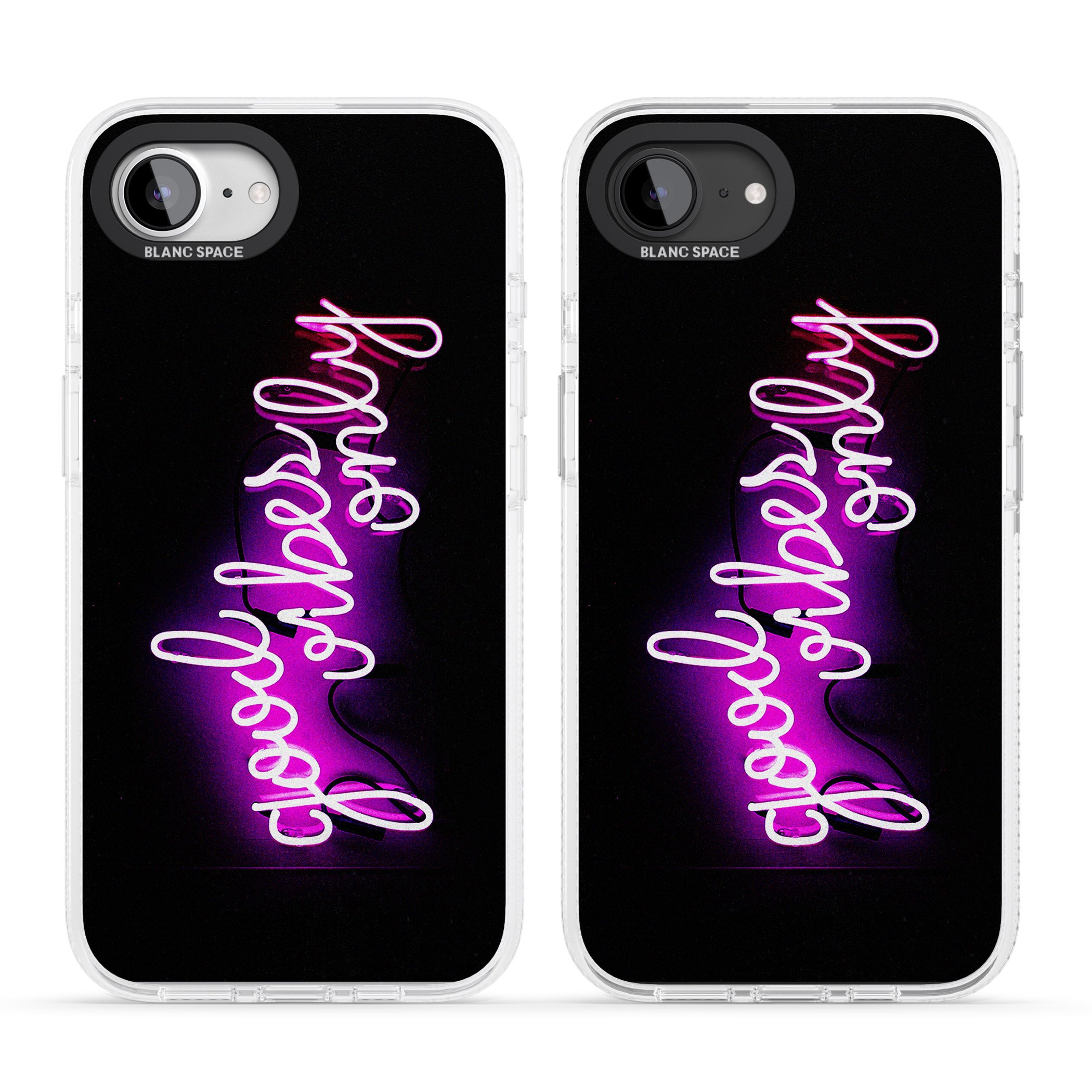 Good Vibes Only Pink Neon iPhone 16e Clear Case Impact Air - Blanc Space