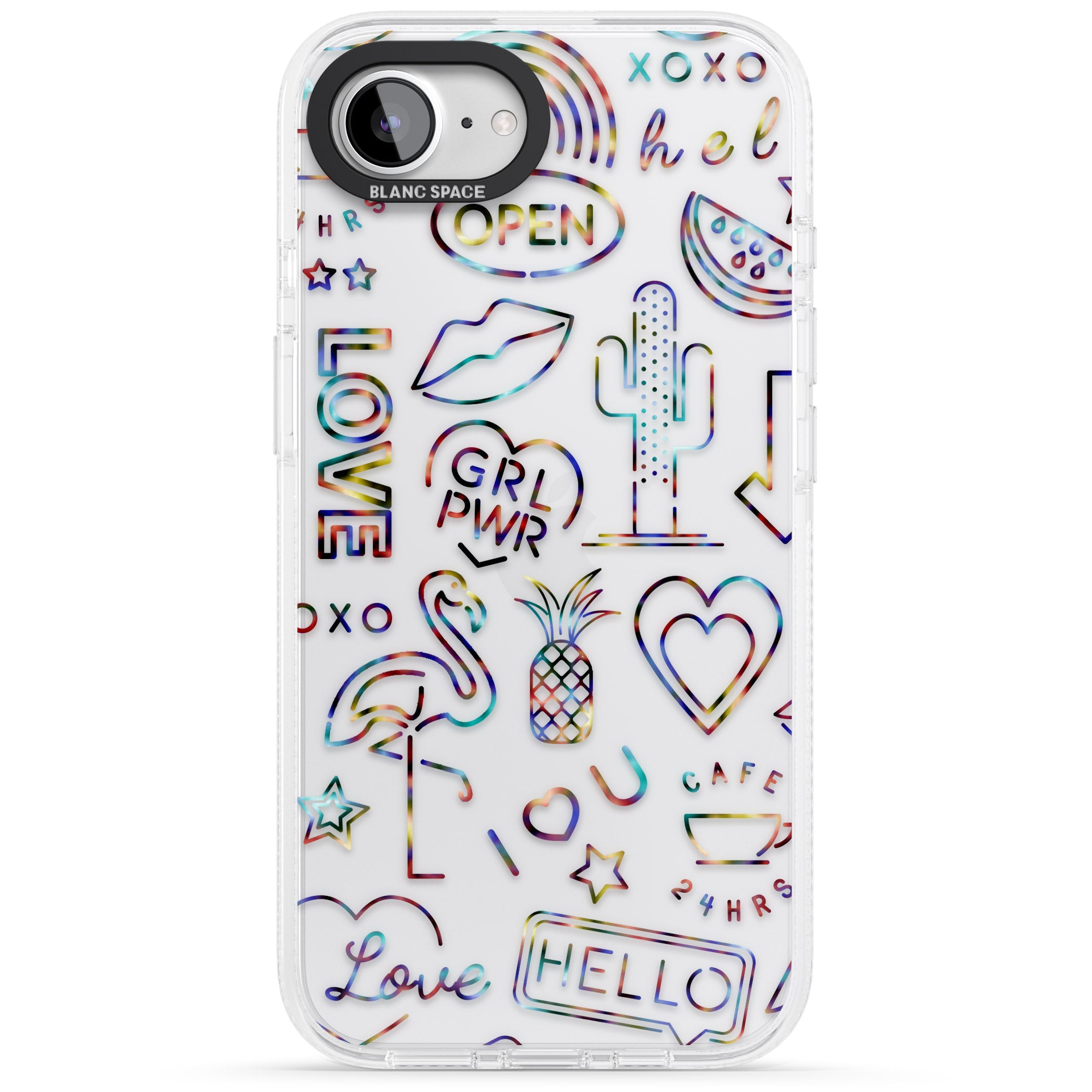 Funky nebula Neon Sign iPhone 16e Clear Case Impact Air - Blanc Space