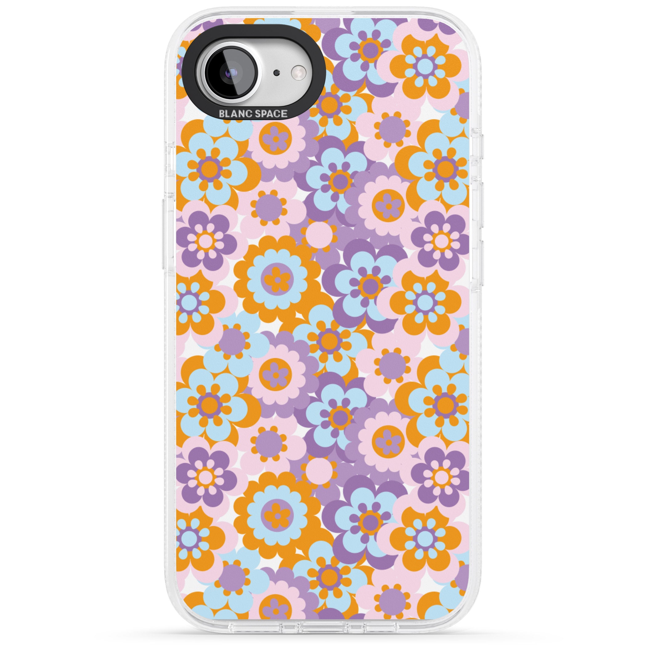 Flower Power Pattern iPhone 16e Clear Case Impact Air - Blanc Space