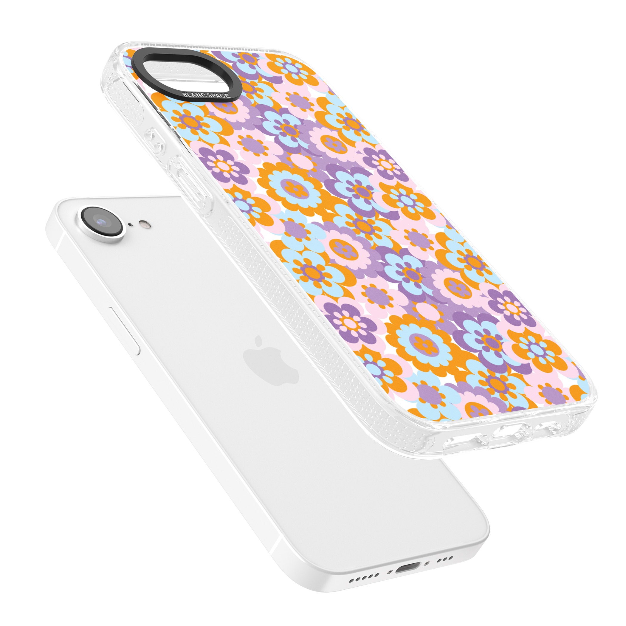 Flower Power Pattern iPhone 16e Clear Case Impact Air - Blanc Space