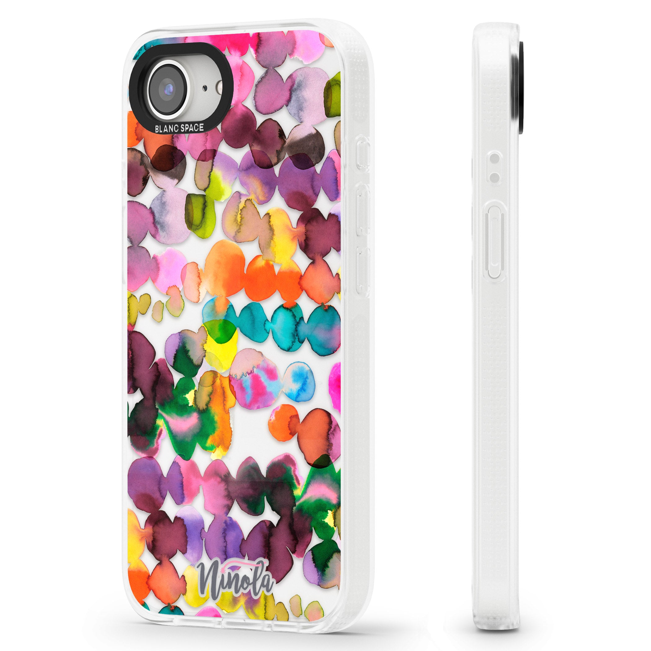 Ink Bleeding Dots iPhone 16e Clear Case Impact Air - Blanc Space