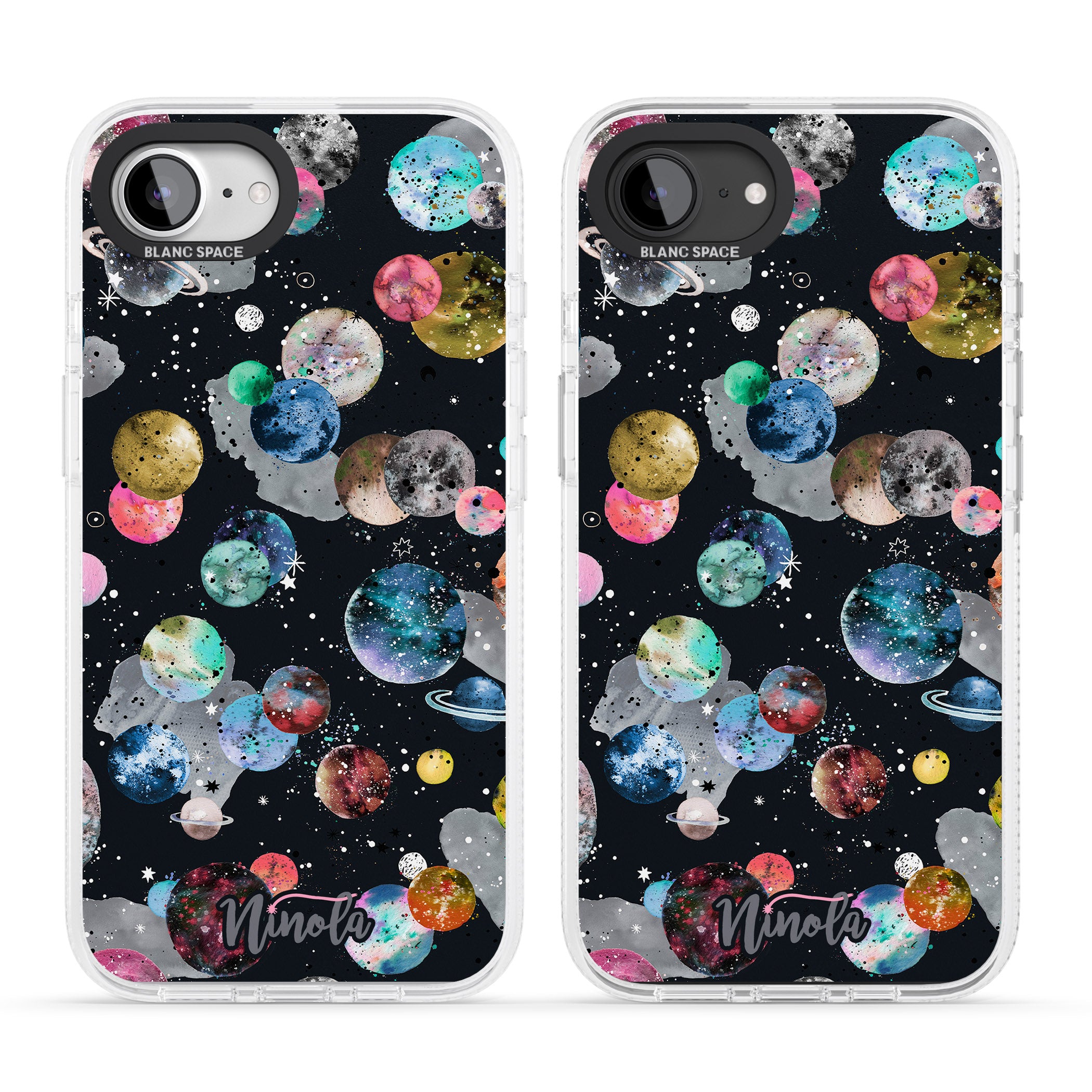 Space Planets iPhone 16e Clear Case Impact Air - Blanc Space