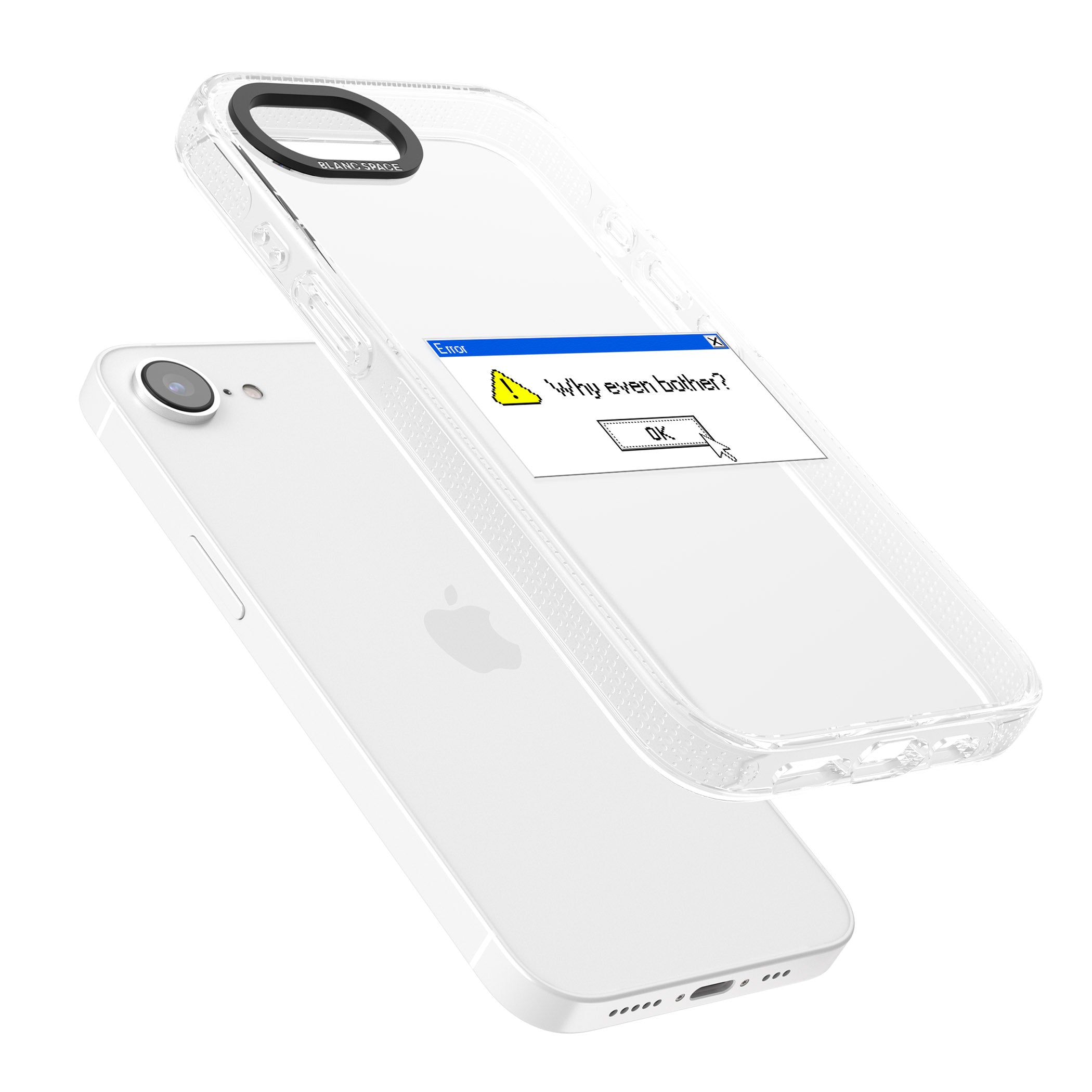 Why even bother?.exe iPhone 16e Clear Case Impact Air - Blanc Space