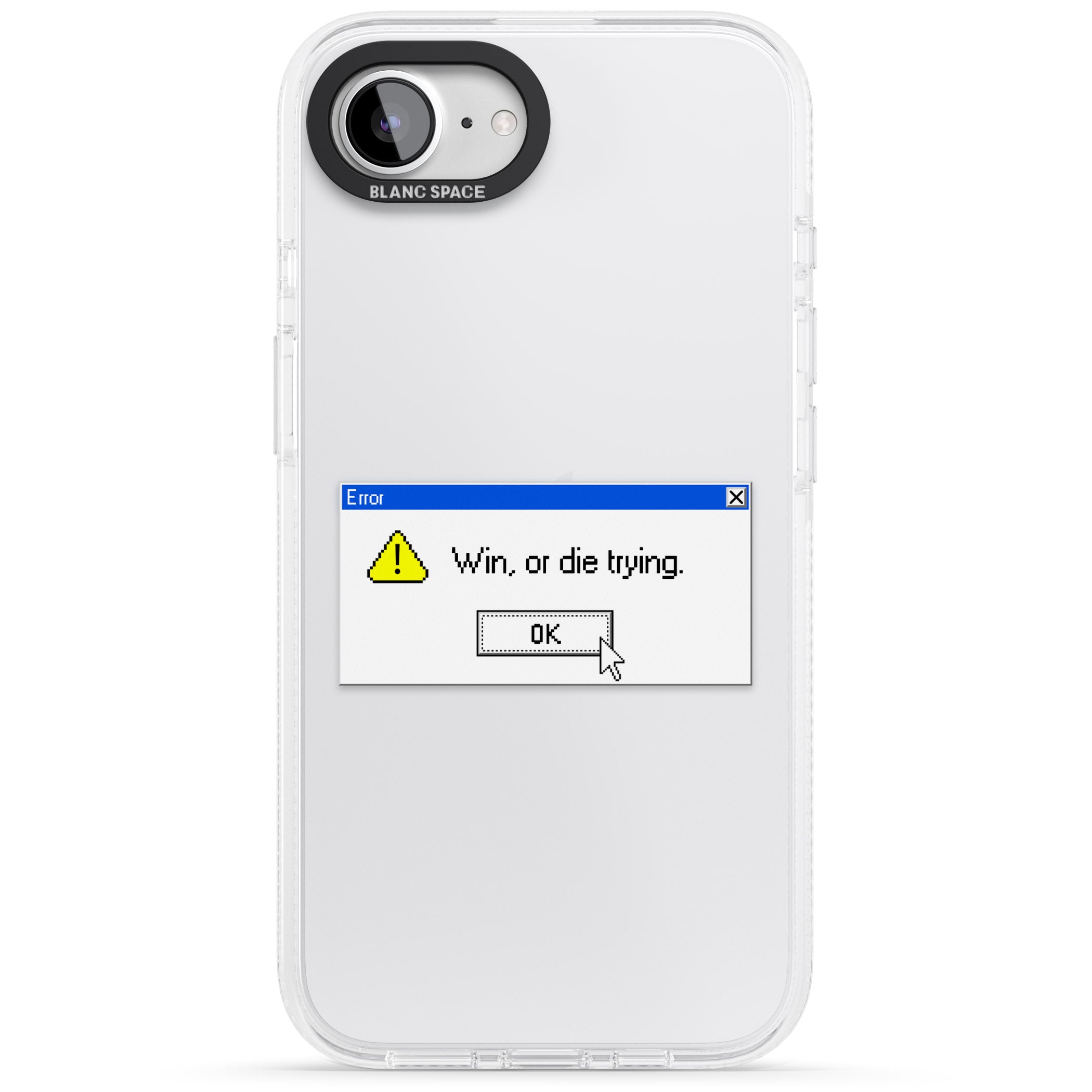 Win or die trying.exe iPhone 16e Clear Case Impact Air - Blanc Space