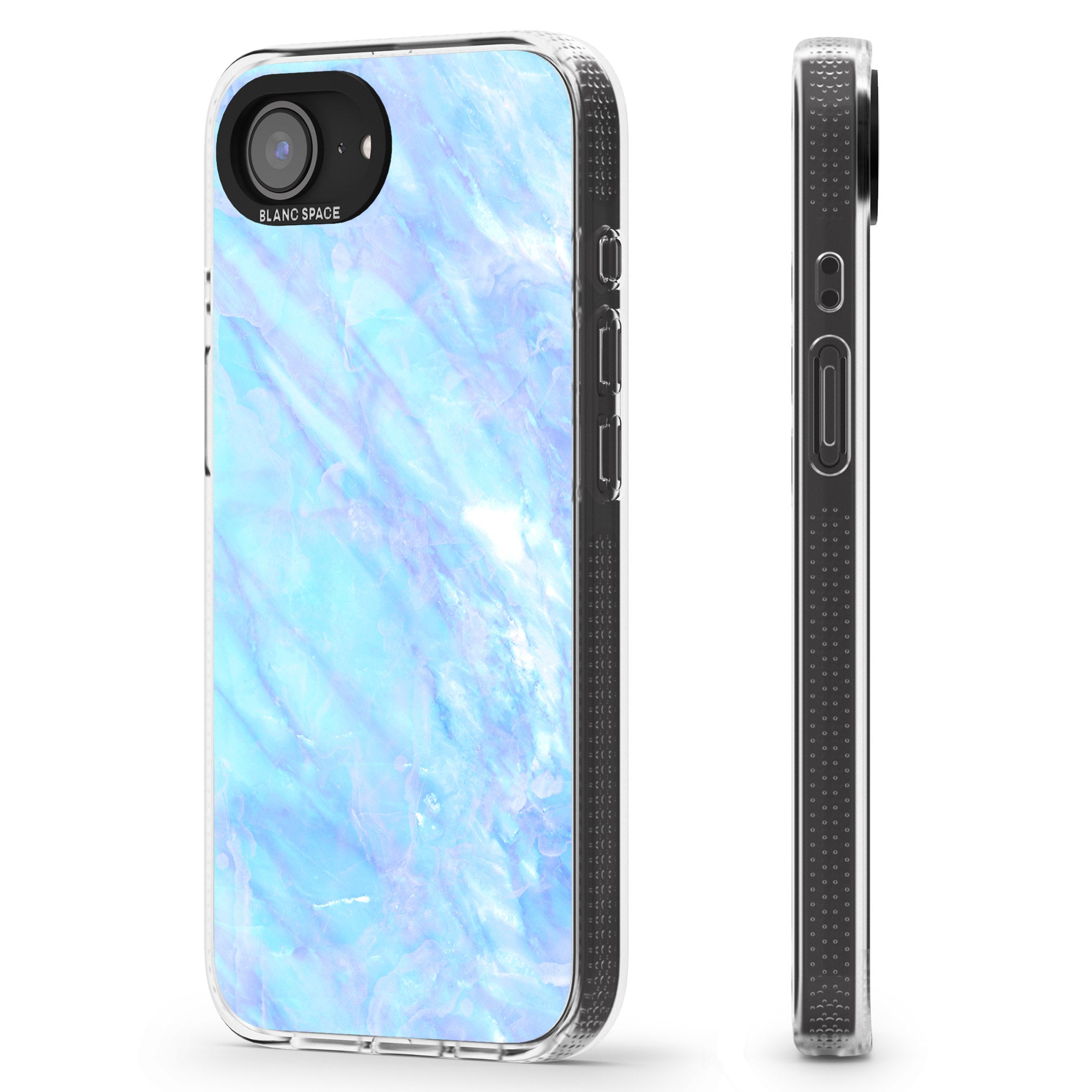 Iridescent Crystal Marble iPhone 16e Clear Case Impact Air - Blanc Space