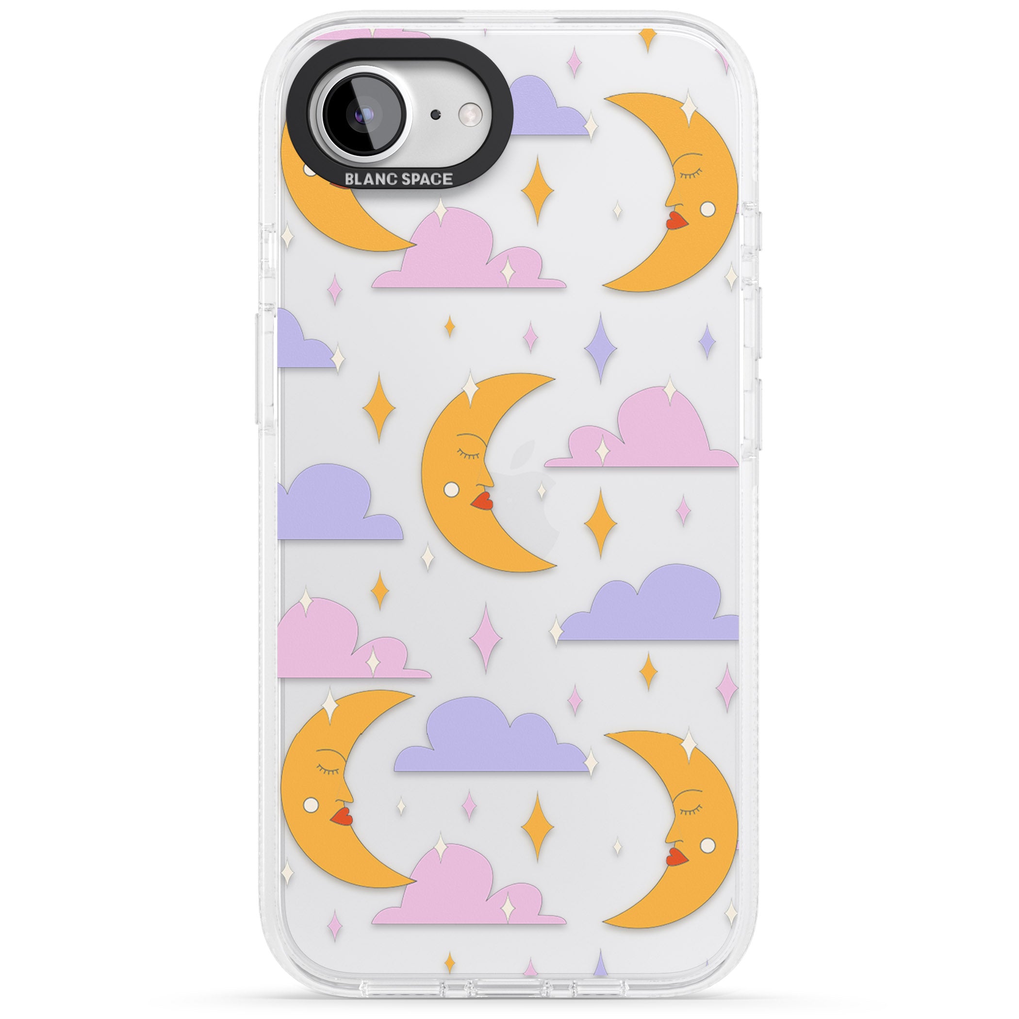 Moons & Clouds iPhone 16e Clear Case Impact Air - Blanc Space