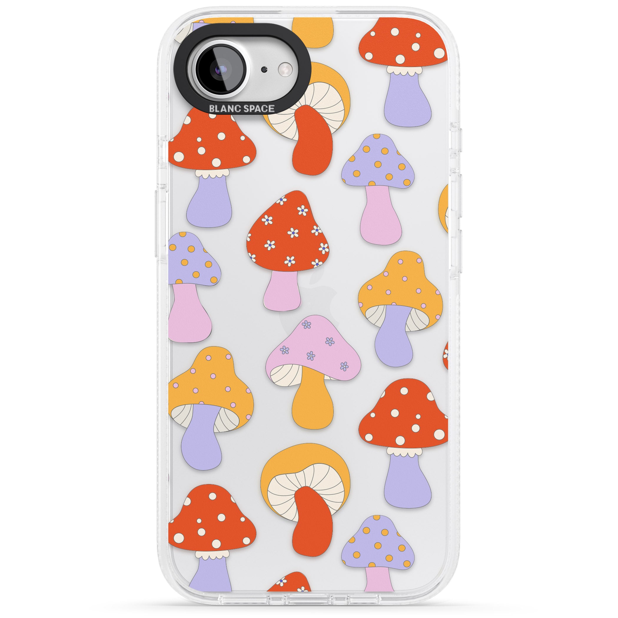 Happy Shrooms iPhone 16e Clear Case Impact Air - Blanc Space