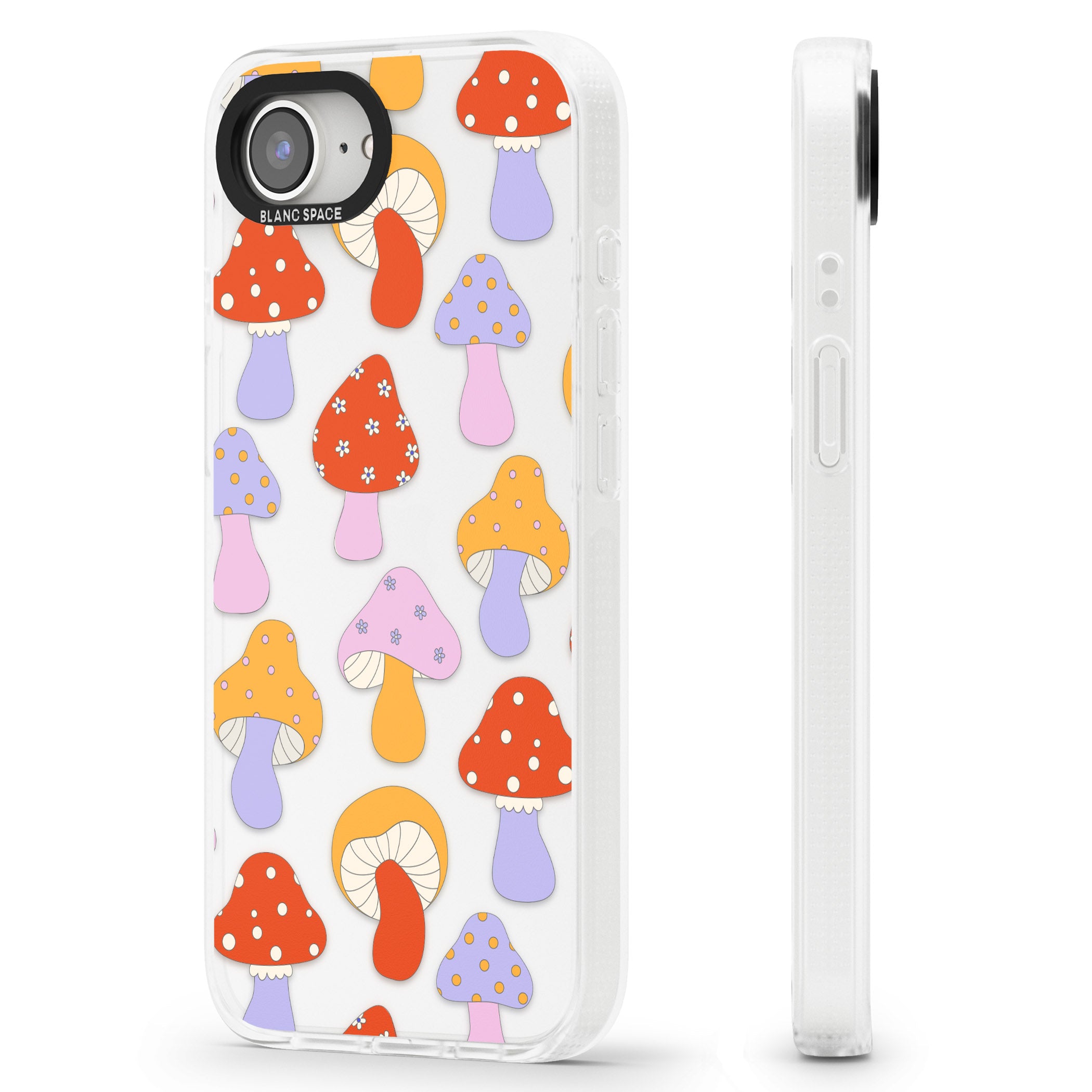 Happy Shrooms iPhone 16e Clear Case Impact Air - Blanc Space