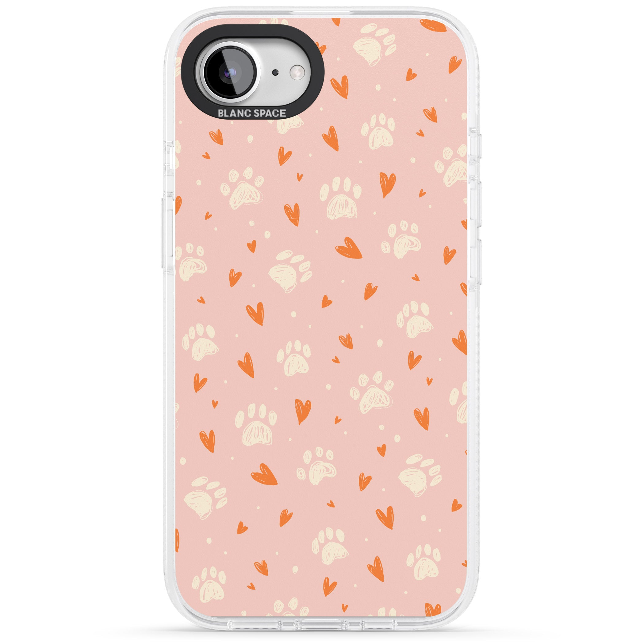 Paws & Hearts Pattern iPhone 16e Clear Case Impact Air - Blanc Space