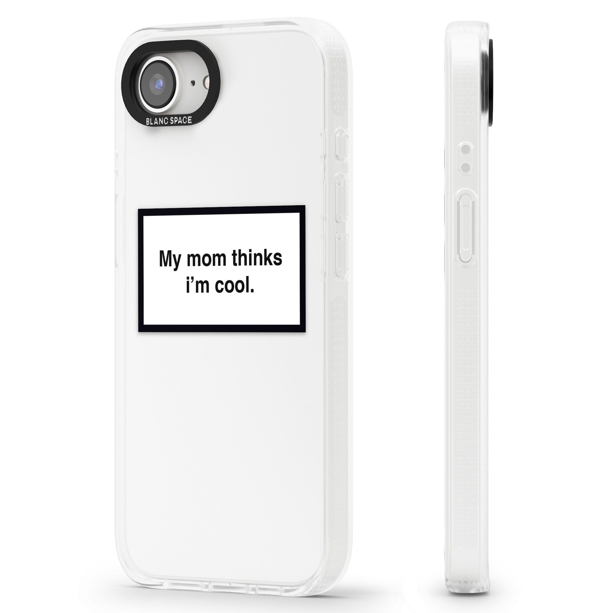 My Mom Thinks i'm Cool iPhone 16e Clear Case Impact Air - Blanc Space
