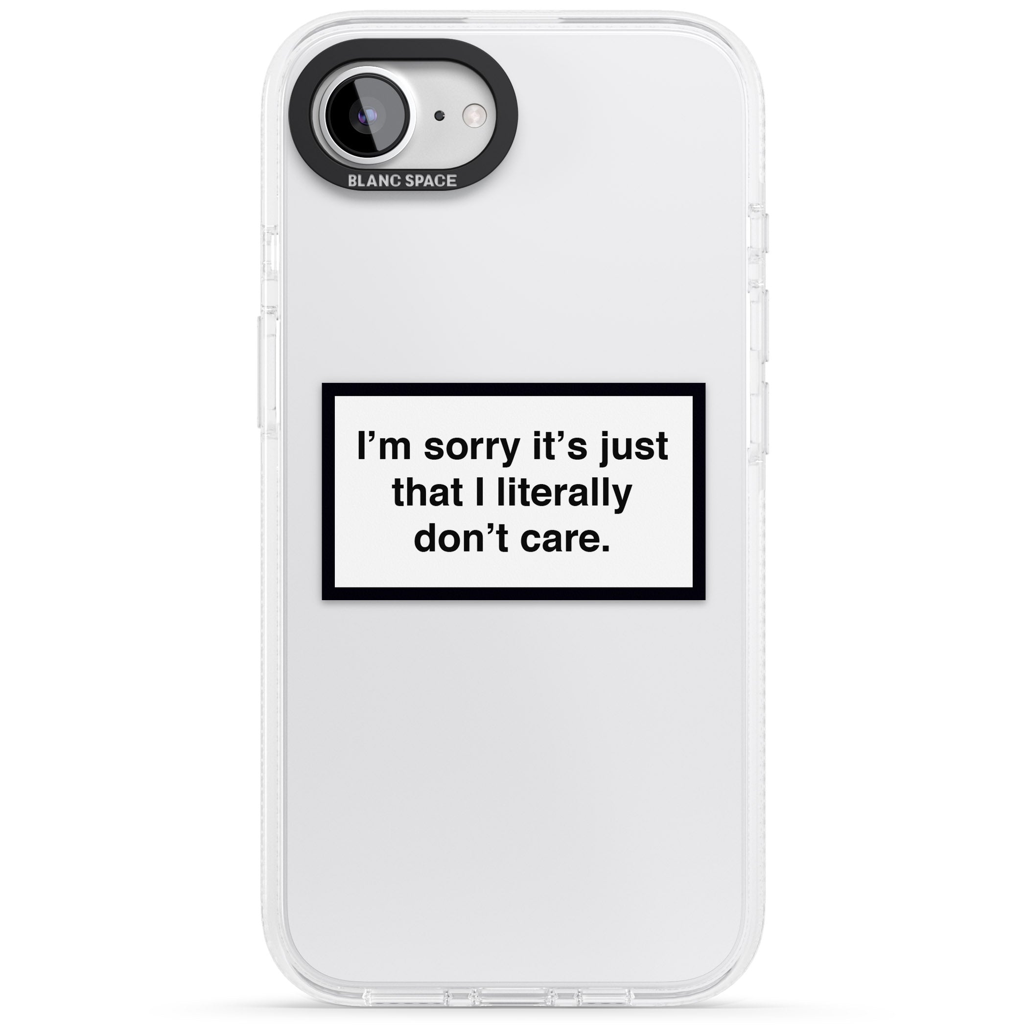 I Literally Don't Care iPhone 16e Clear Case Impact Air - Blanc Space