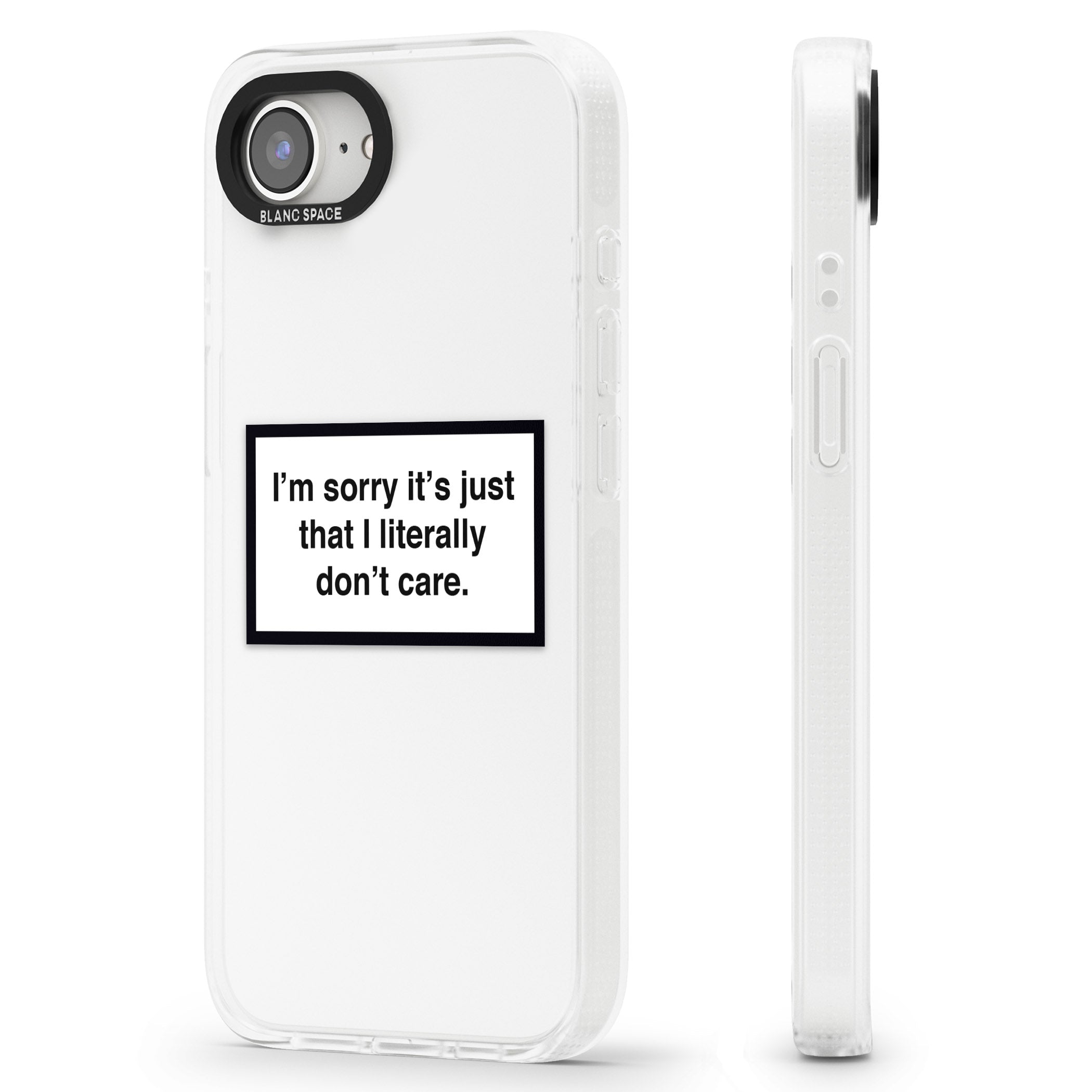 I Literally Don't Care iPhone 16e Clear Case Impact Air - Blanc Space