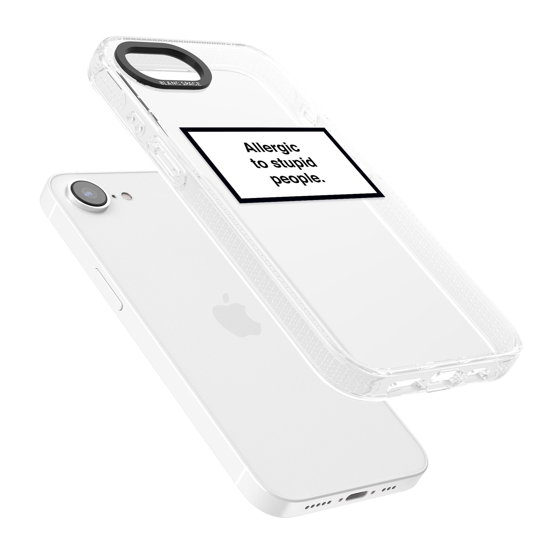 Allergic to stupid people iPhone 16e Clear Case Impact Air - Blanc Space