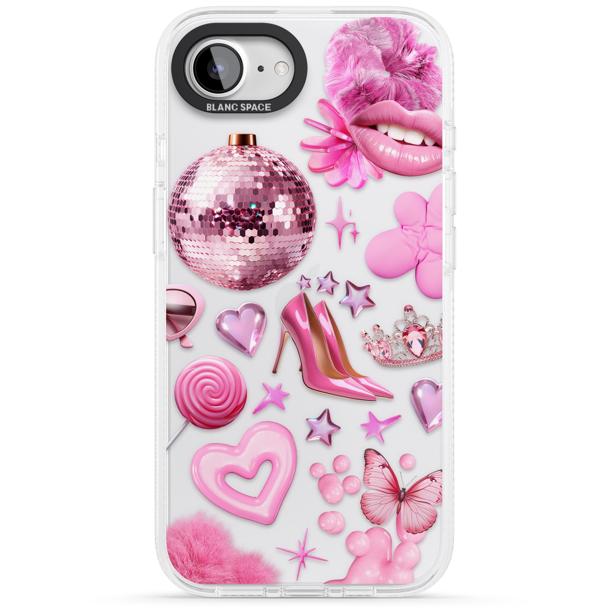 Pink Glam iPhone 16e Clear Case Impact Air - Blanc Space