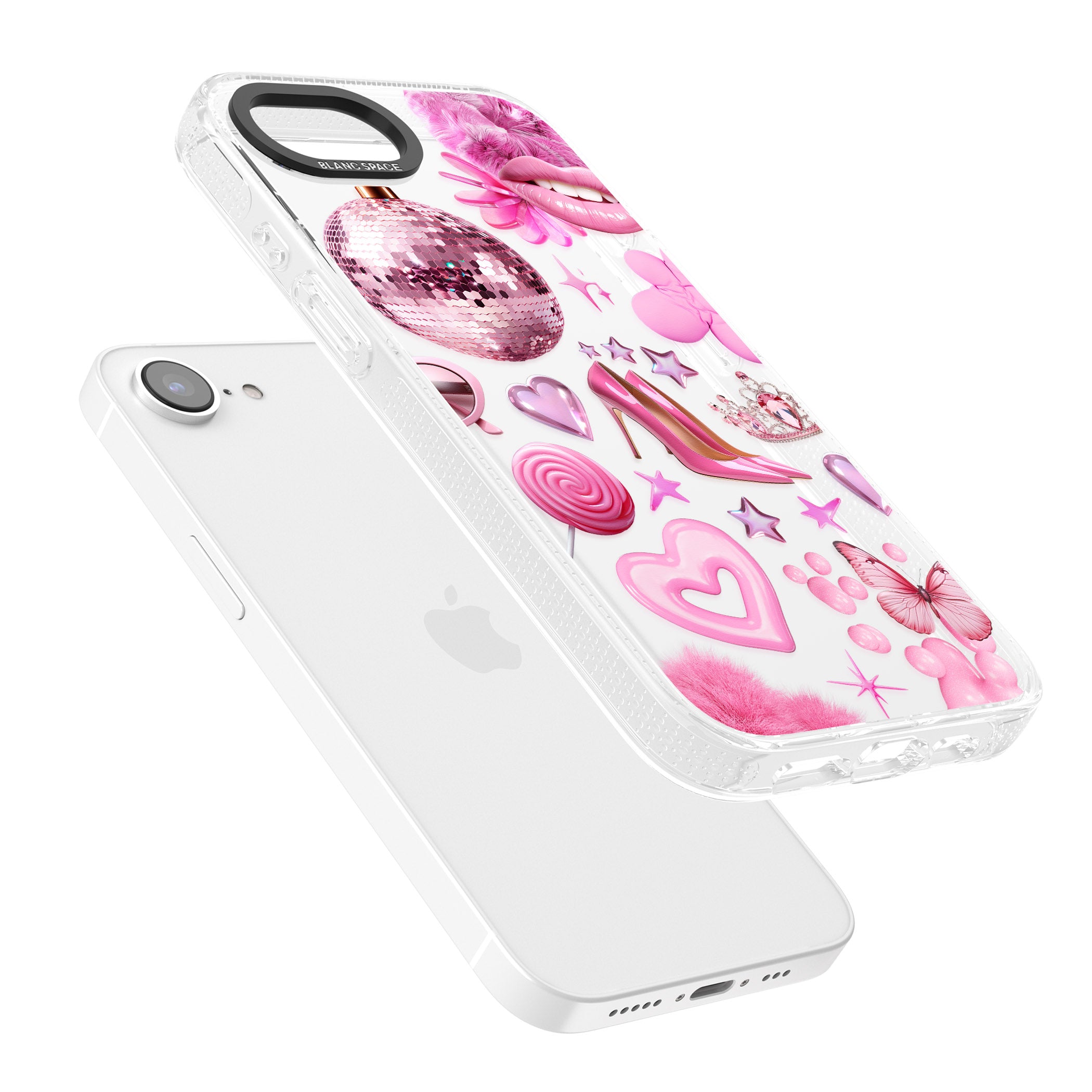 Pink Glam iPhone 16e Clear Case Impact Air - Blanc Space