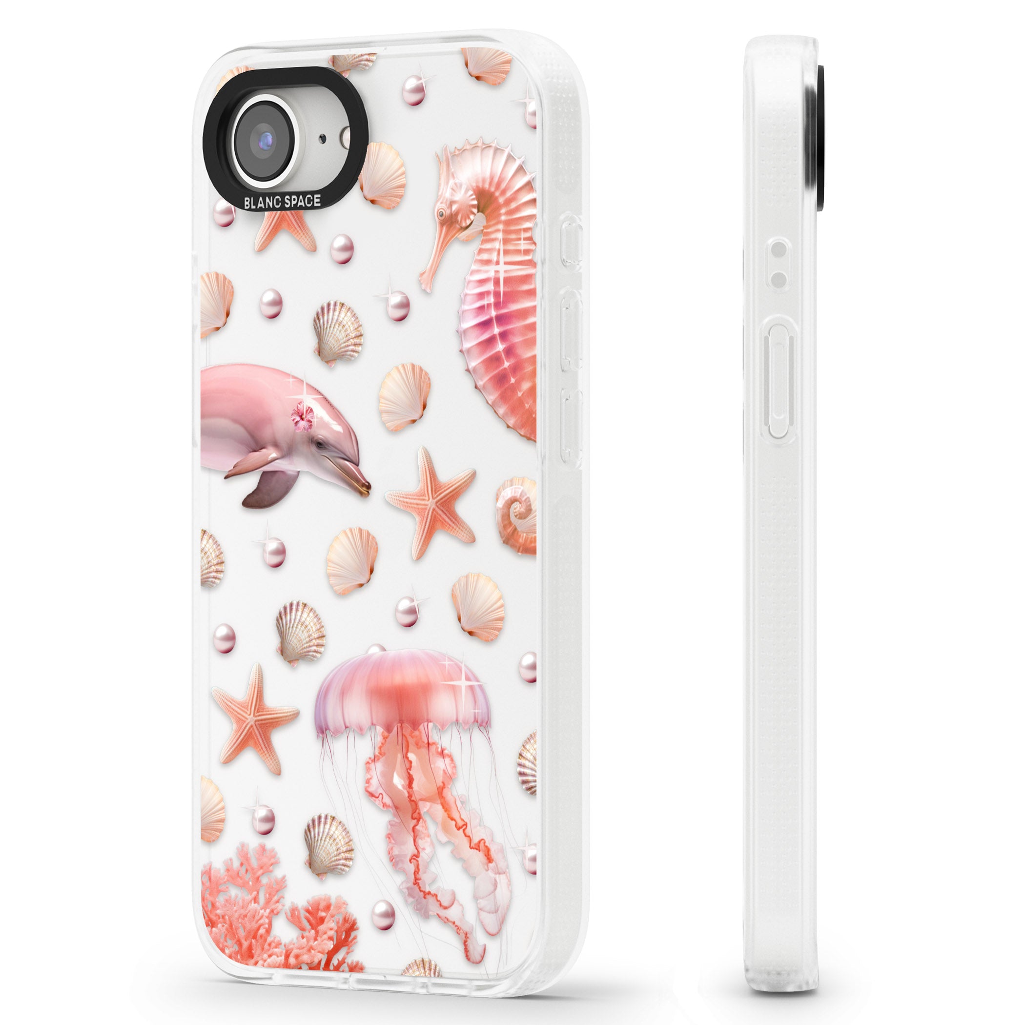 Pink Sealife iPhone 16e Clear Case Impact Air - Blanc Space