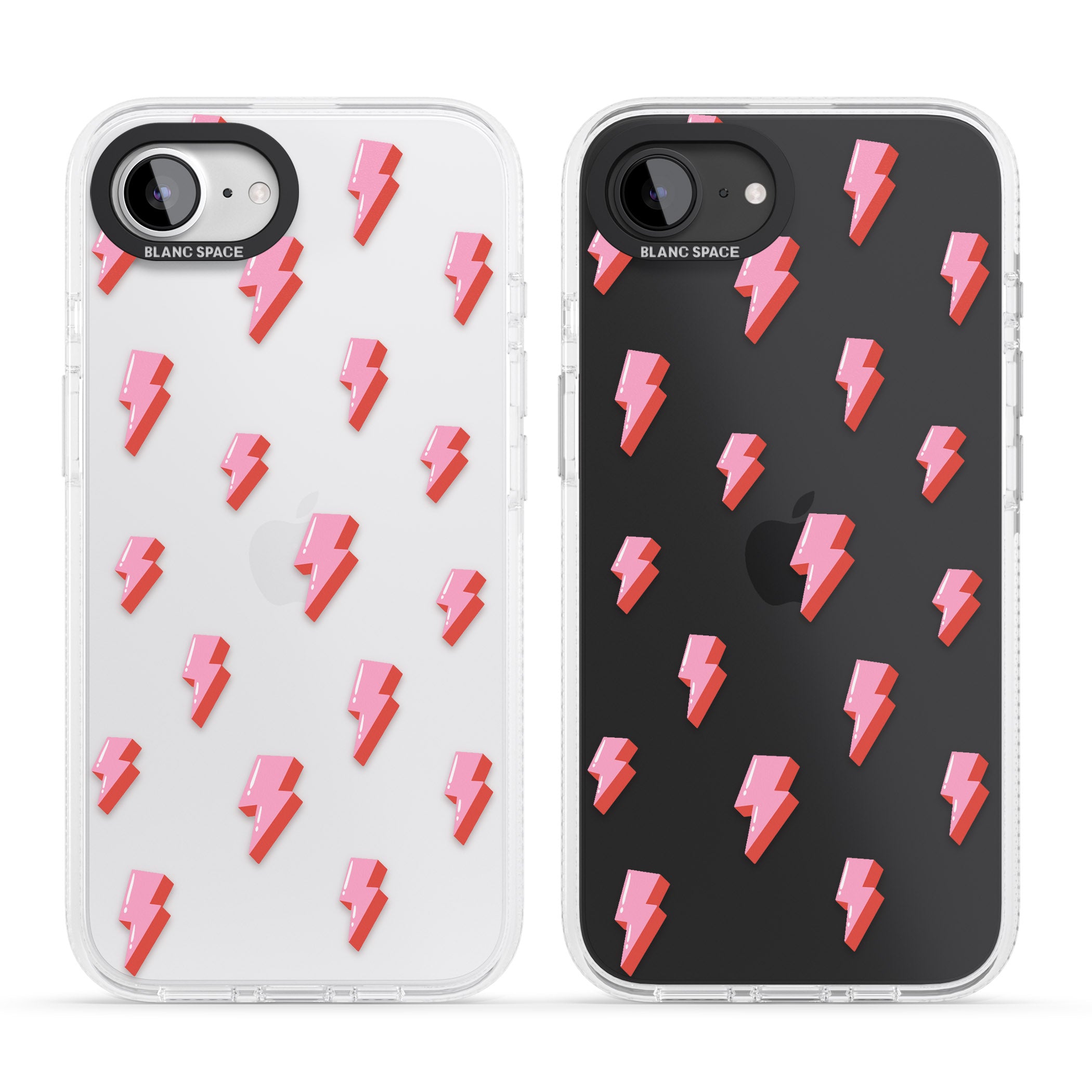 Pink Bolt Pattern iPhone 16e Clear Case Impact Air - Blanc Space