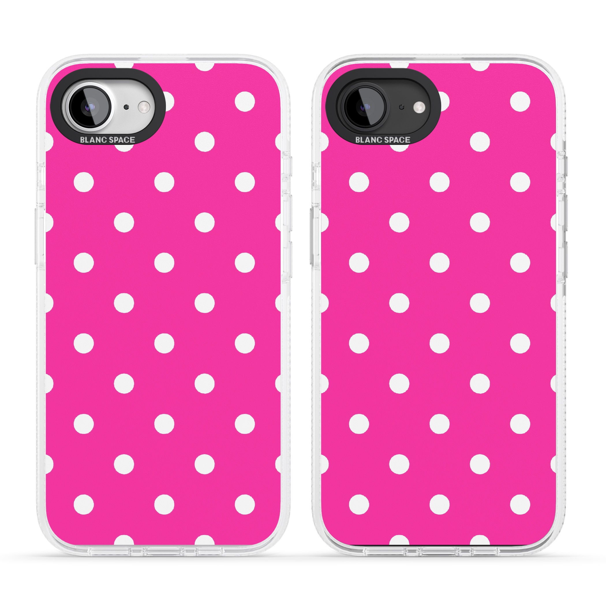 Pink Polka Dot iPhone 16e Clear Case Impact Air - Blanc Space