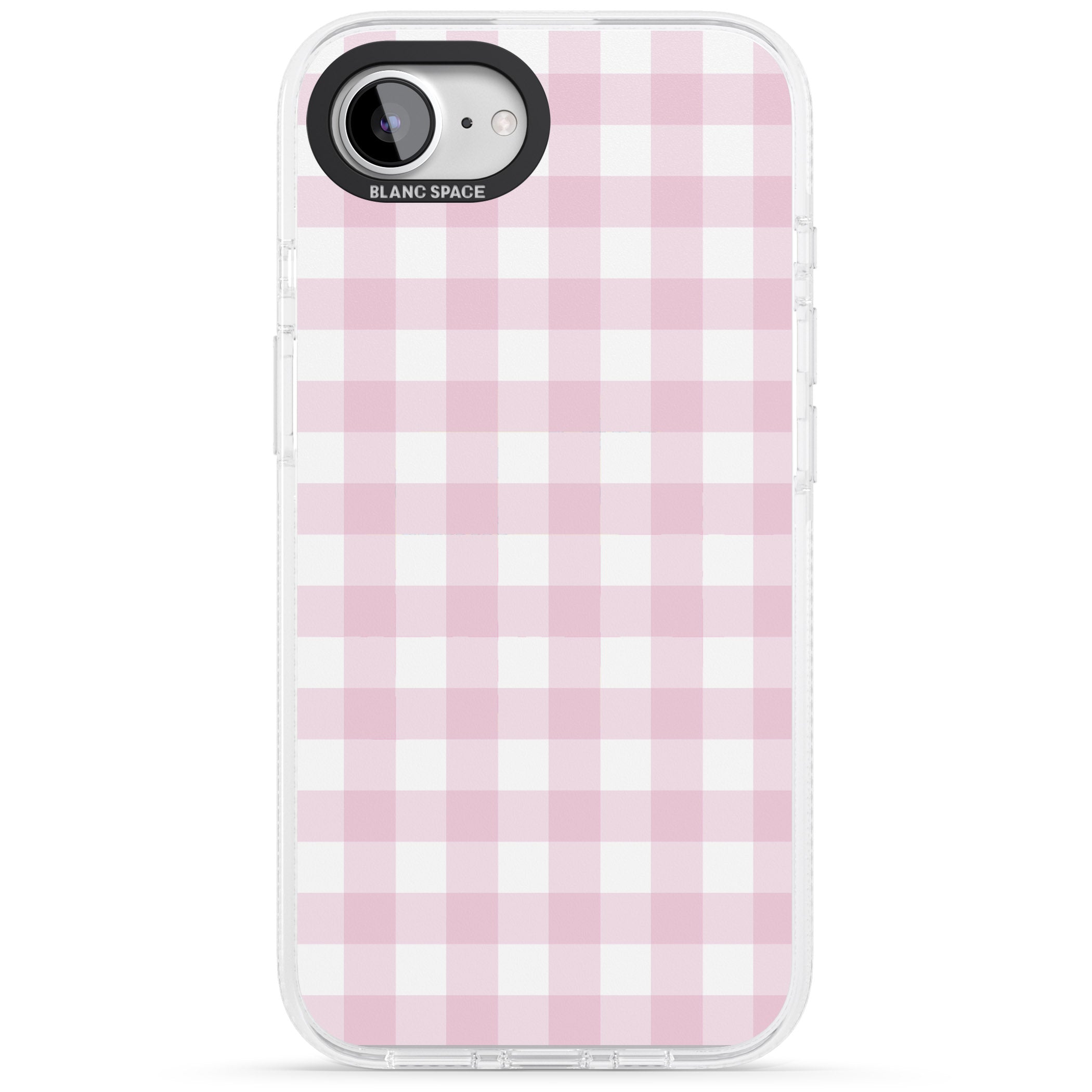 Pink Gingham Pattern iPhone 16e Clear Case Impact Air - Blanc Space