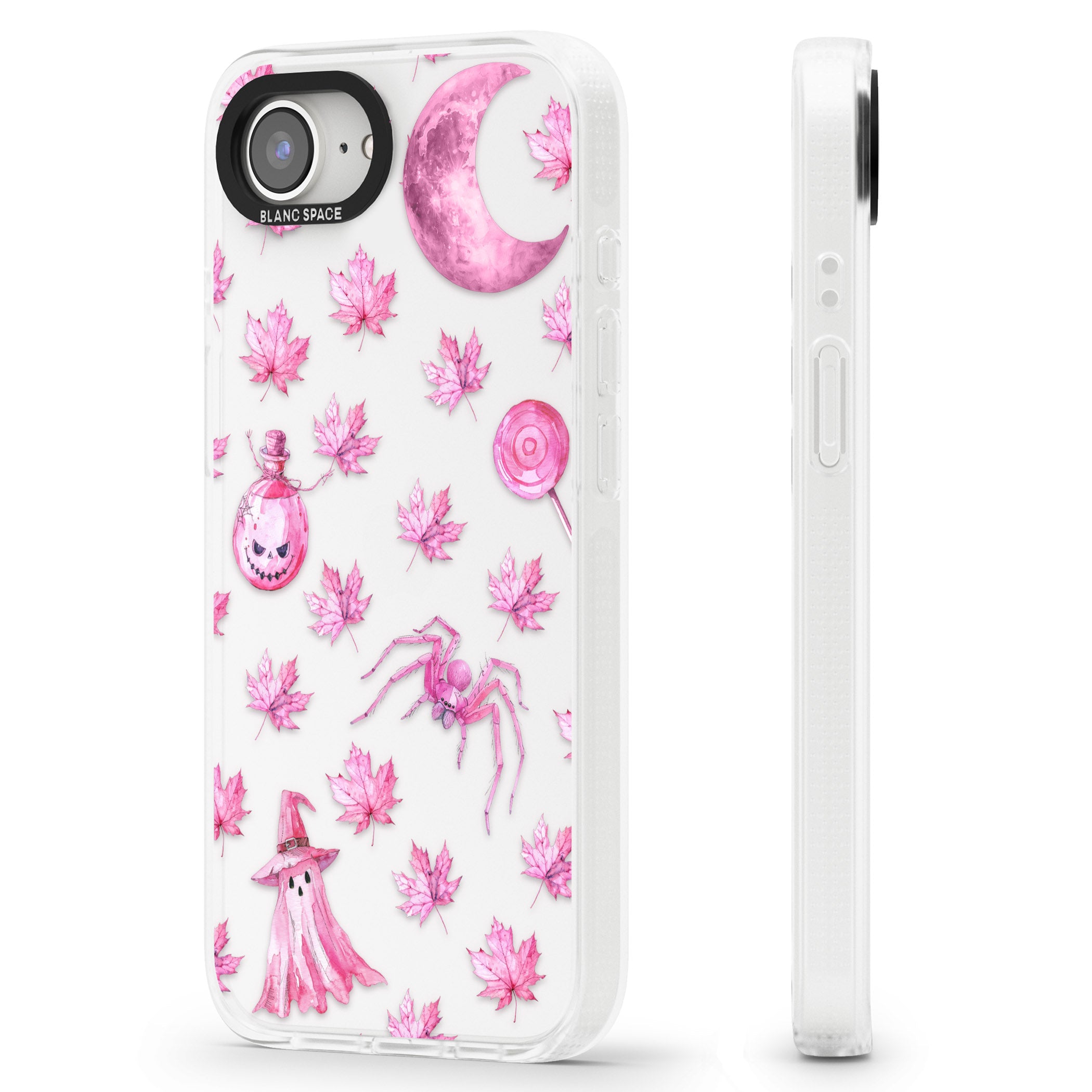 Pink Moon & Maple iPhone 16e Clear Case Impact Air - Blanc Space