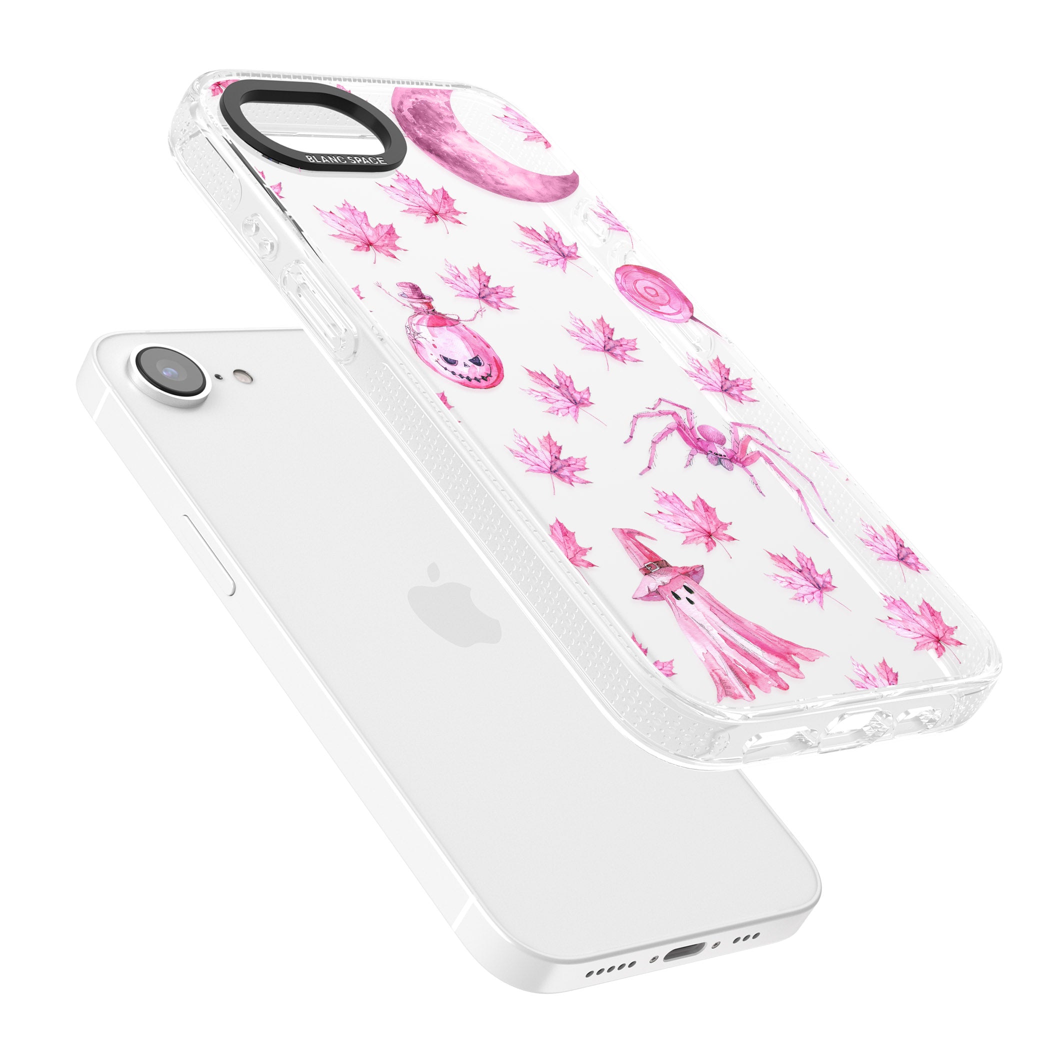 Pink Moon & Maple iPhone 16e Clear Case Impact Air - Blanc Space