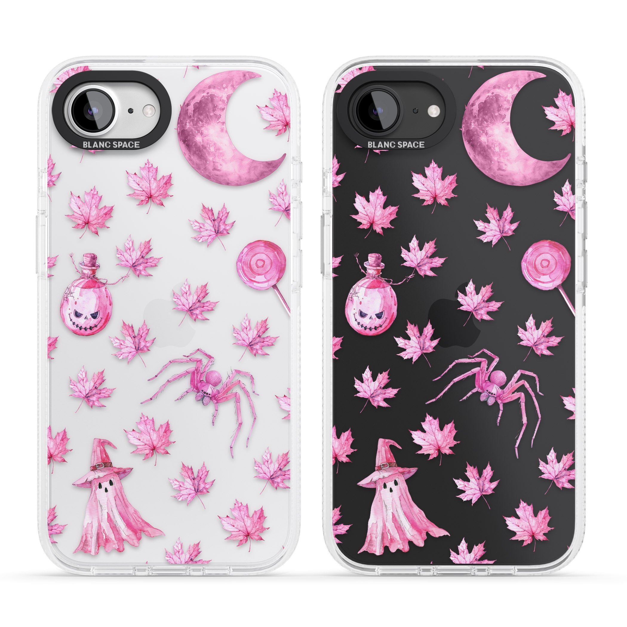Pink Moon & Maple iPhone 16e Clear Case Impact Air - Blanc Space