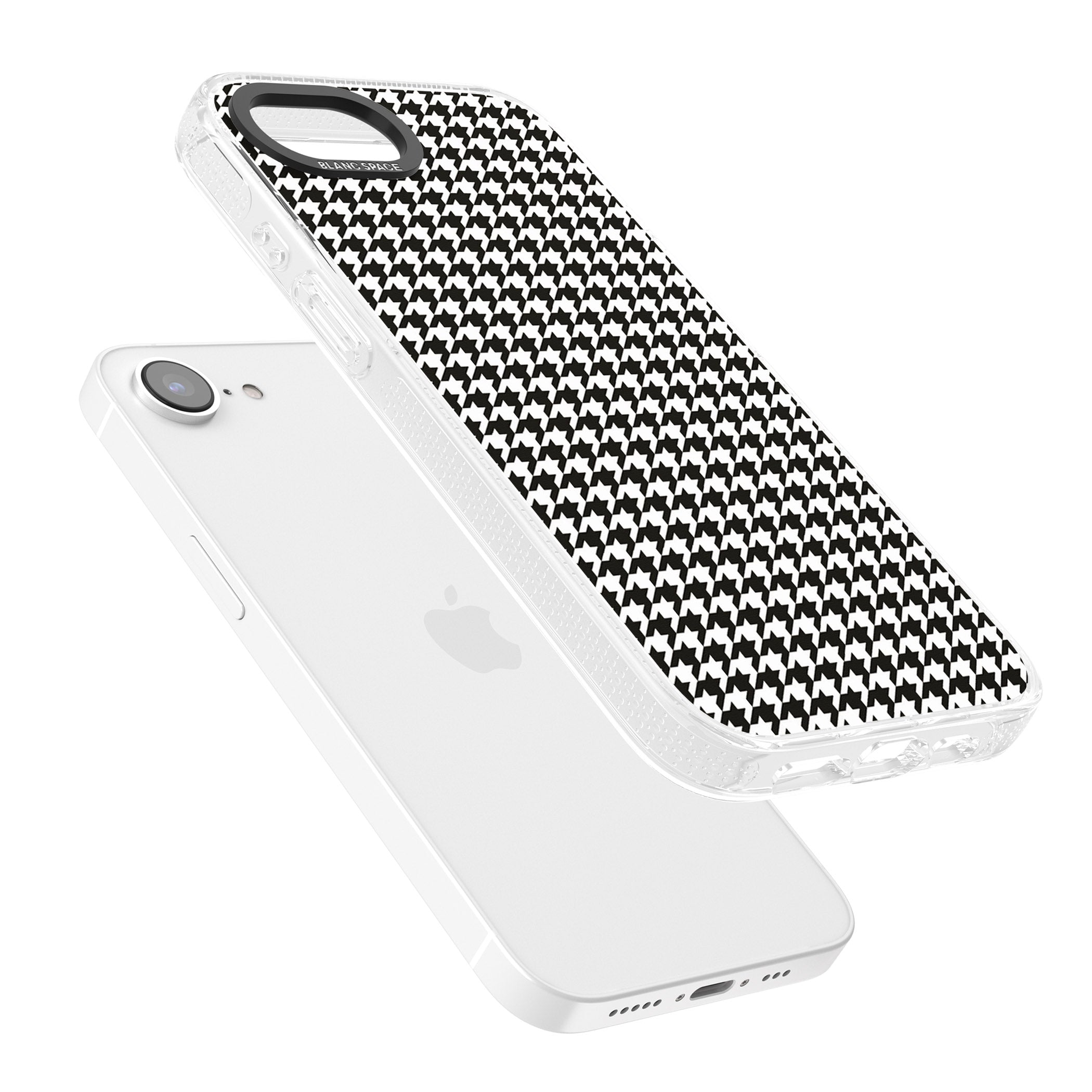 Chic Houndstooth Check iPhone 16e Clear Case Impact Air - Blanc Space