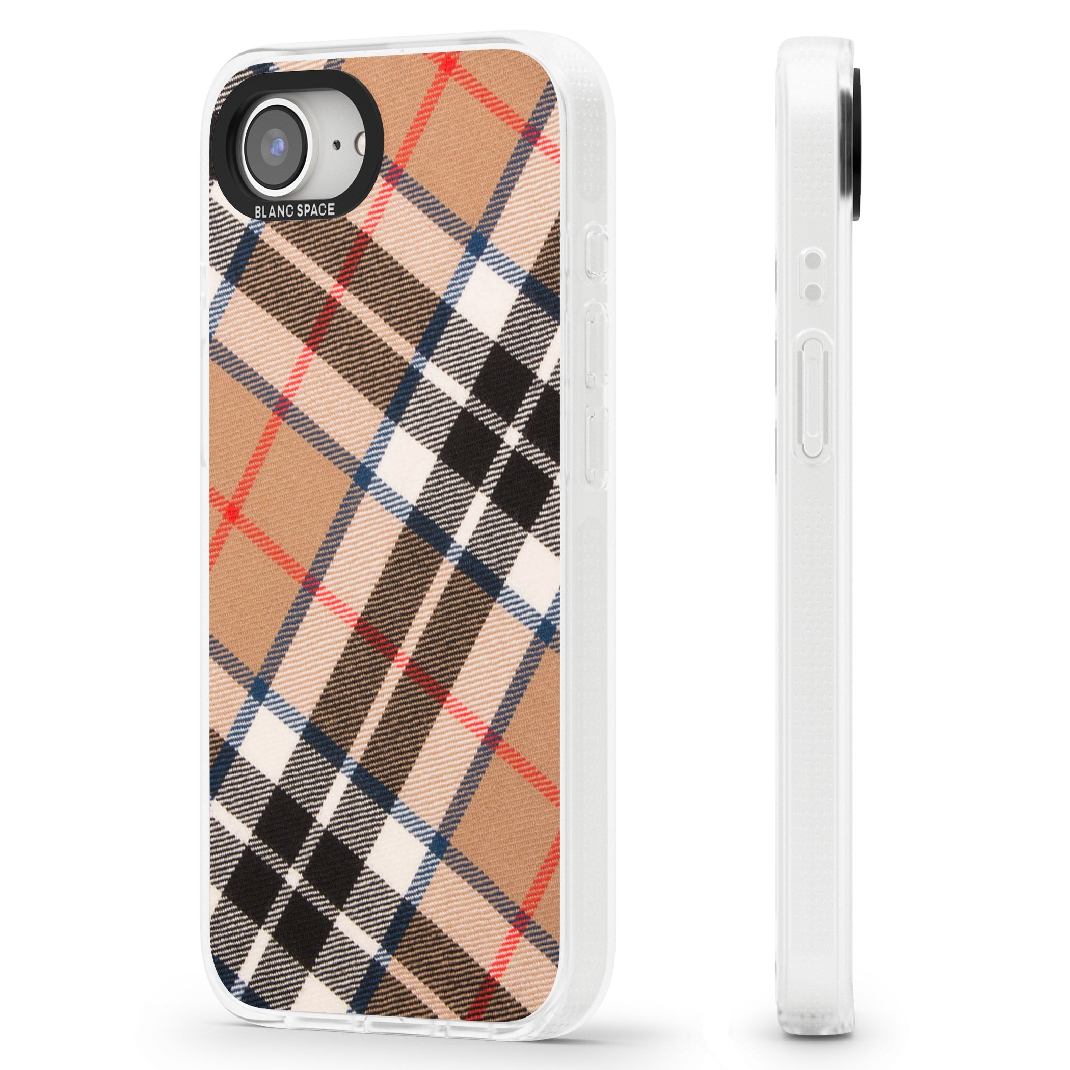 Haymarket Check iPhone 16e Clear Case Impact Air - Blanc Space