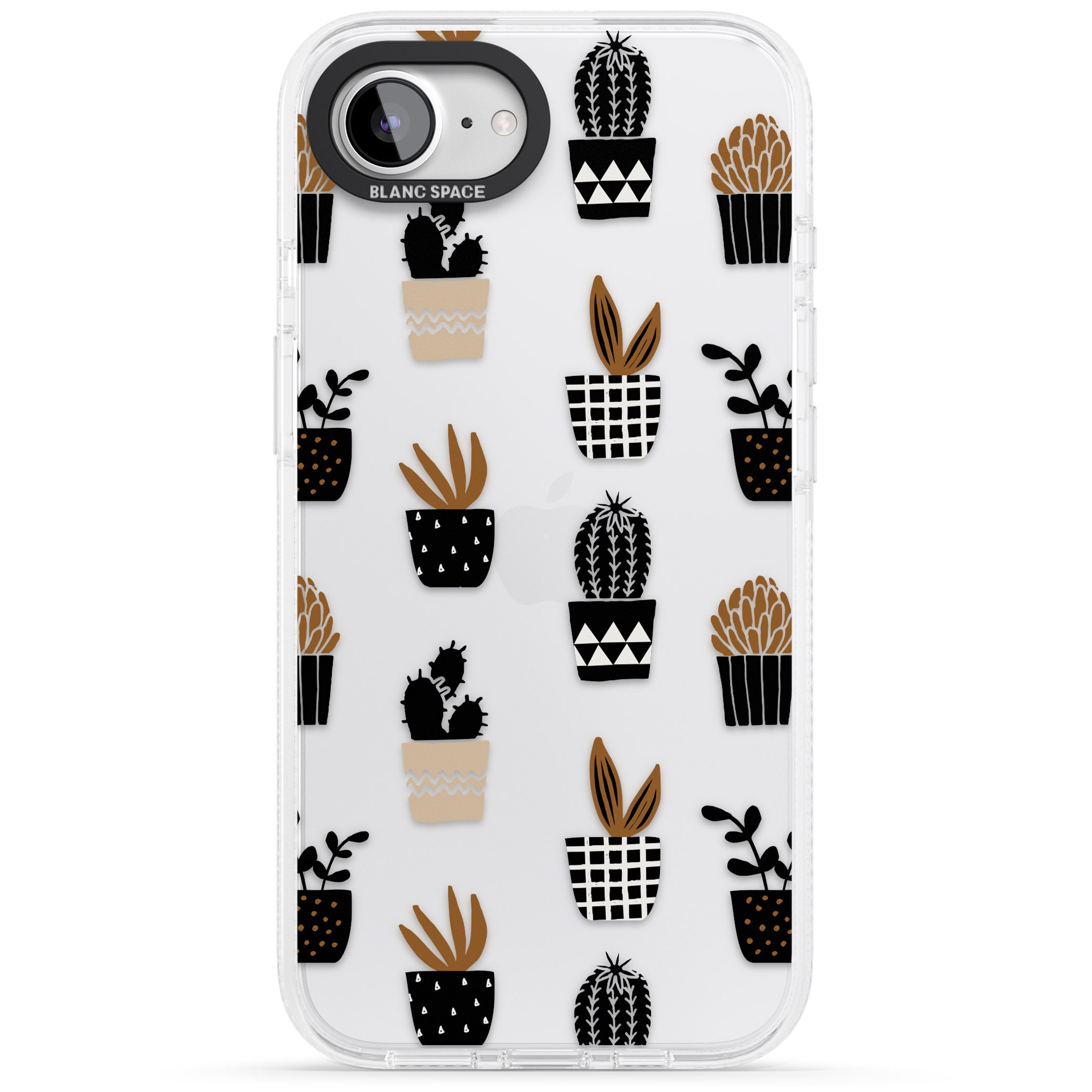 Large Mixed Plants Pattern - Clear iPhone 16e Clear Case Impact Air - Blanc Space