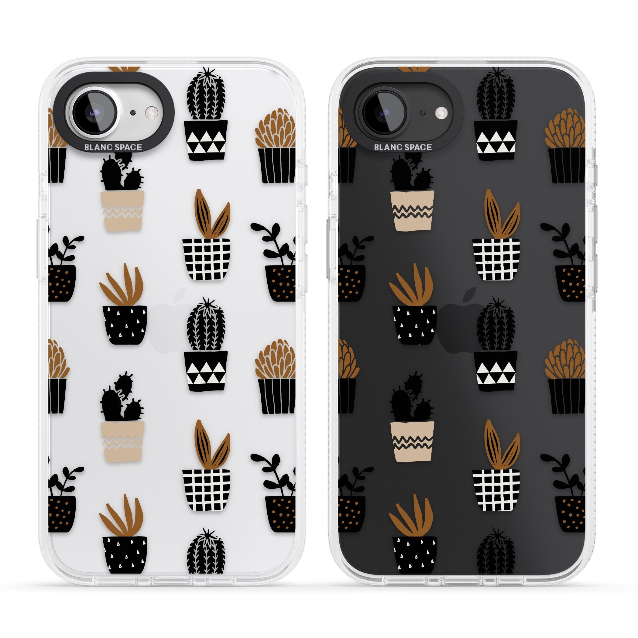 Large Mixed Plants Pattern - Clear iPhone 16e Clear Case Impact Air - Blanc Space