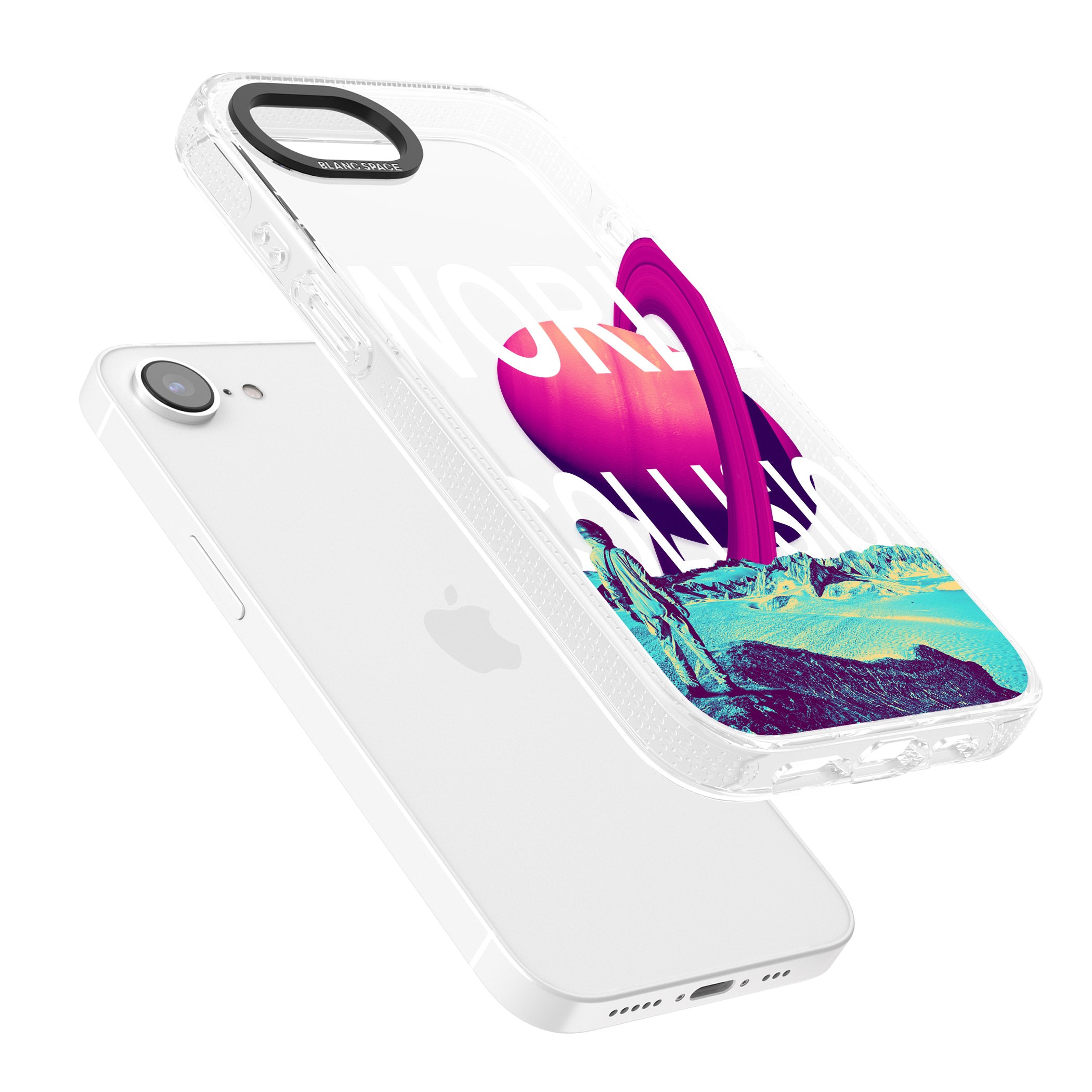 World Collision iPhone 16e Clear Case Impact Air - Blanc Space