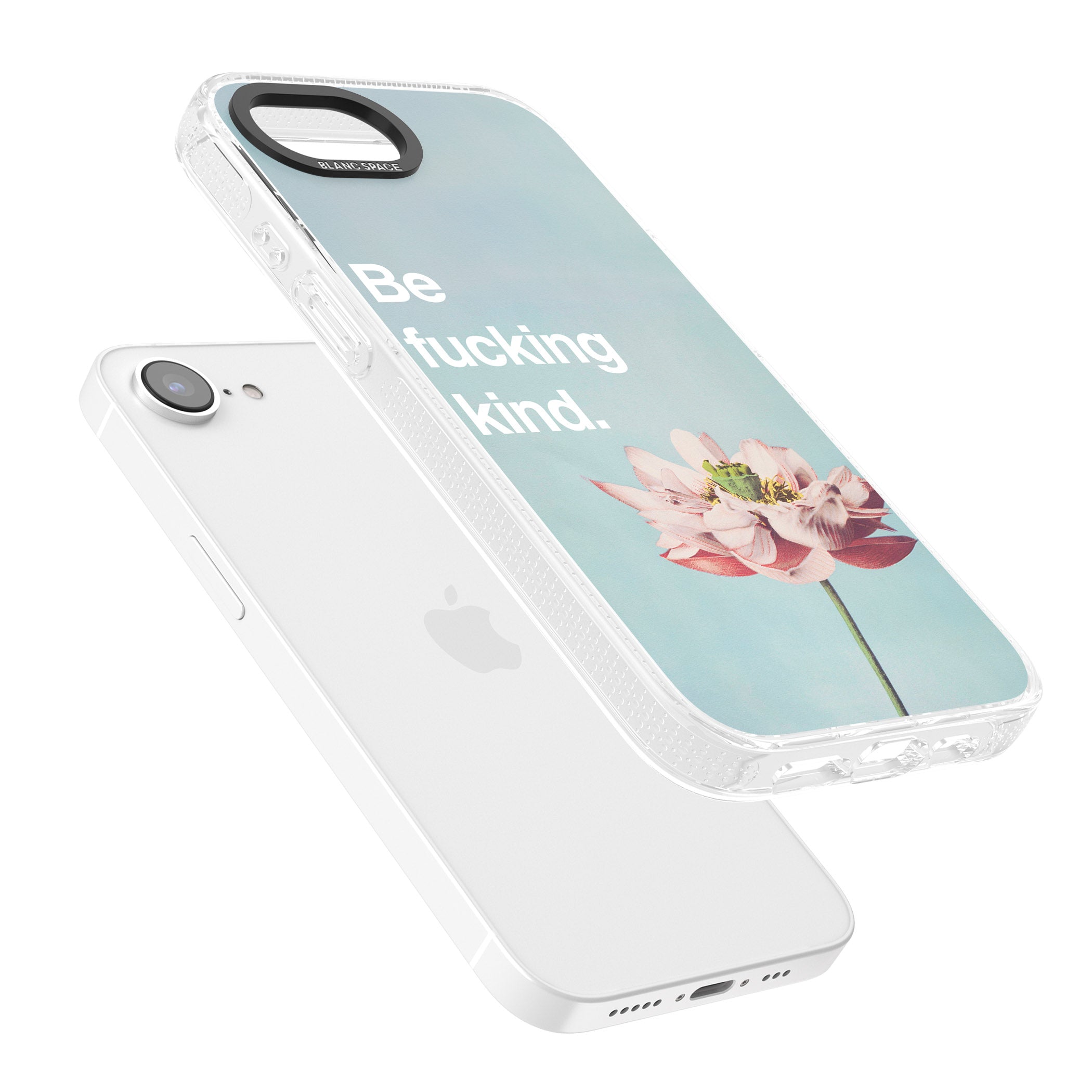 Be f*cking kind iPhone 16e Clear Case Impact Air - Blanc Space