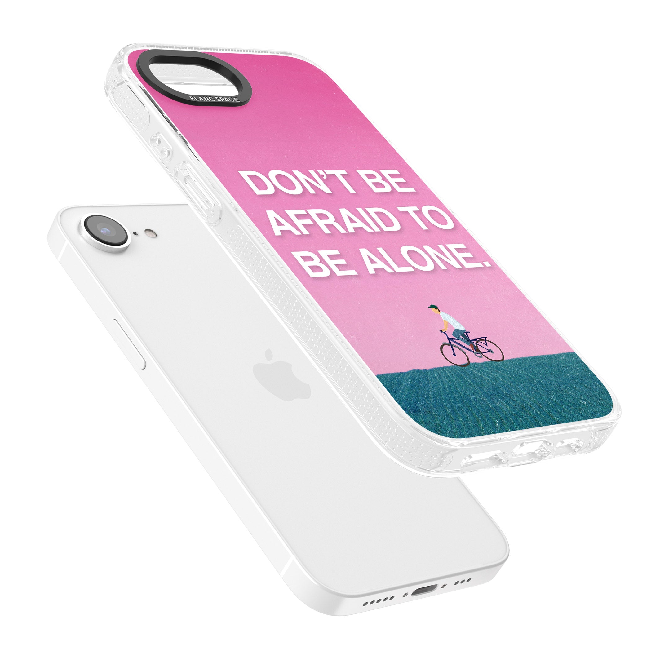 Don't be afraid to be alone iPhone 16e Clear Case Impact Air - Blanc Space
