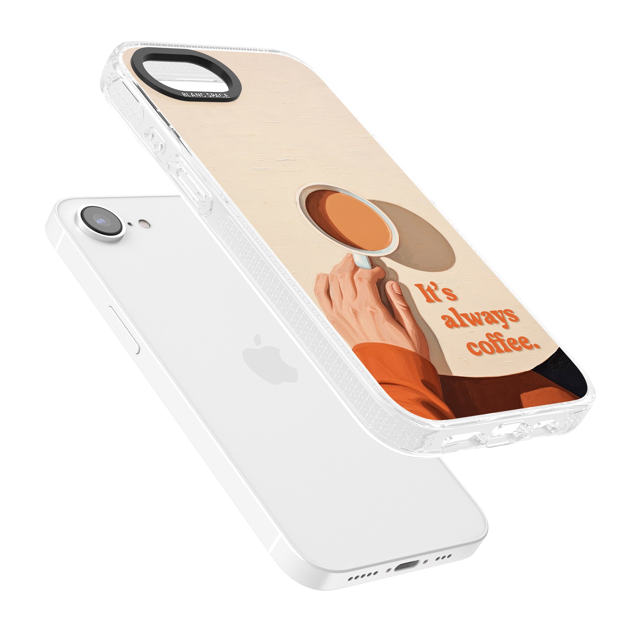 It's Always Coffee iPhone 16e Clear Case Impact Air - Blanc Space