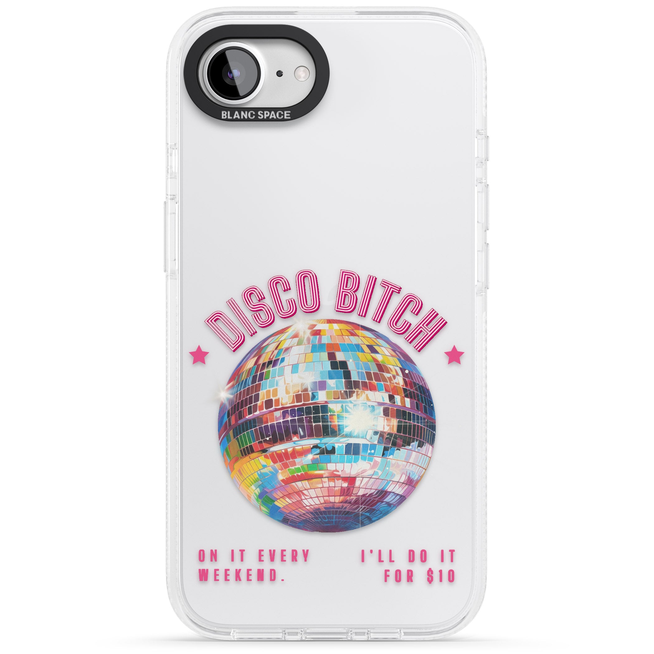 Disco B*tch iPhone 16e Clear Case Impact Air - Blanc Space