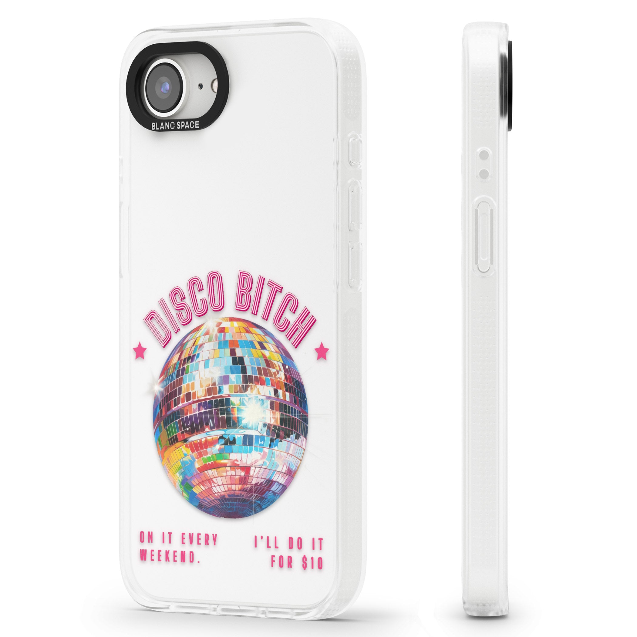 Disco B*tch iPhone 16e Clear Case Impact Air - Blanc Space