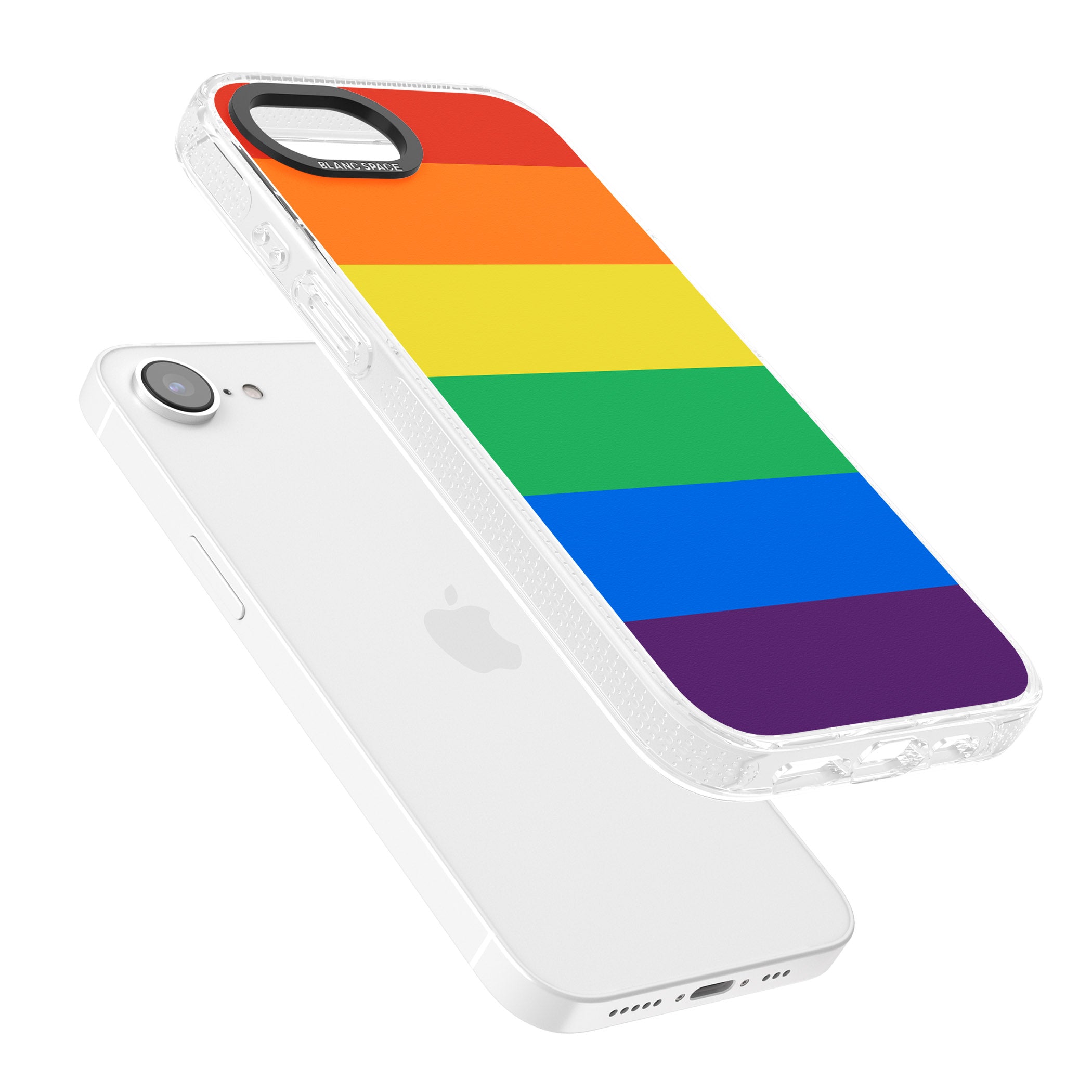 Rainbow Stripes iPhone 16e Clear Case Impact Air - Blanc Space