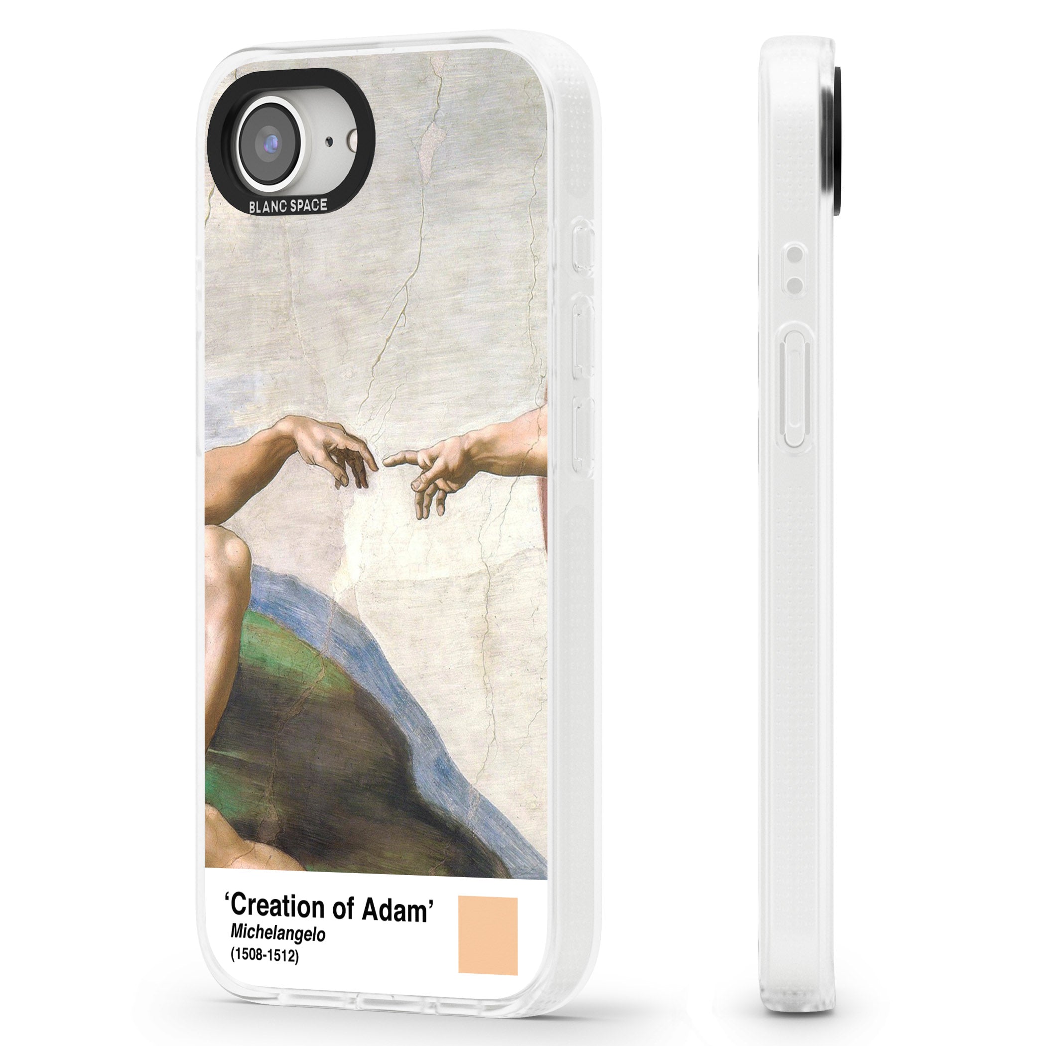 Creation of Adam iPhone 16e Clear Case Impact Air - Blanc Space