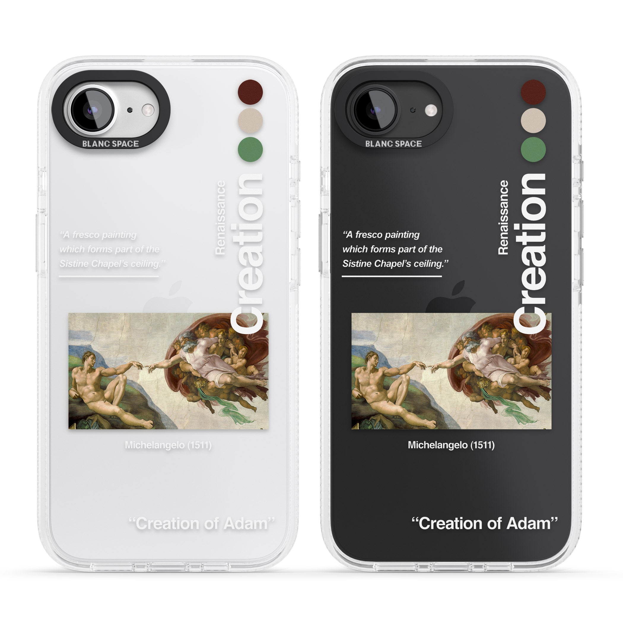 Creation of Adam - Michelangelo iPhone 16e Clear Case Impact Air - Blanc Space