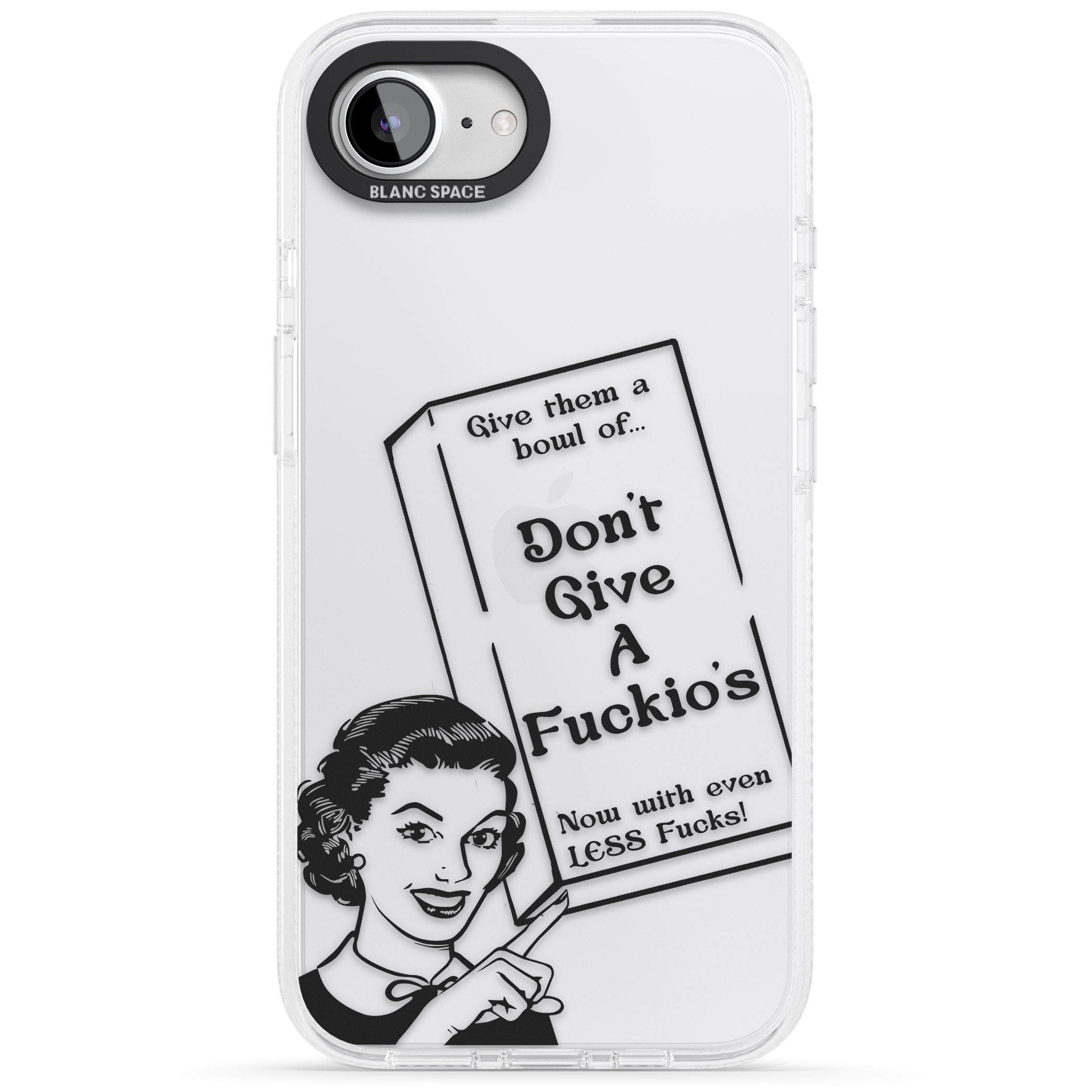 "Don't Give a F*ckio's" Cereal iPhone 16e Clear Case Impact Air - Blanc Space