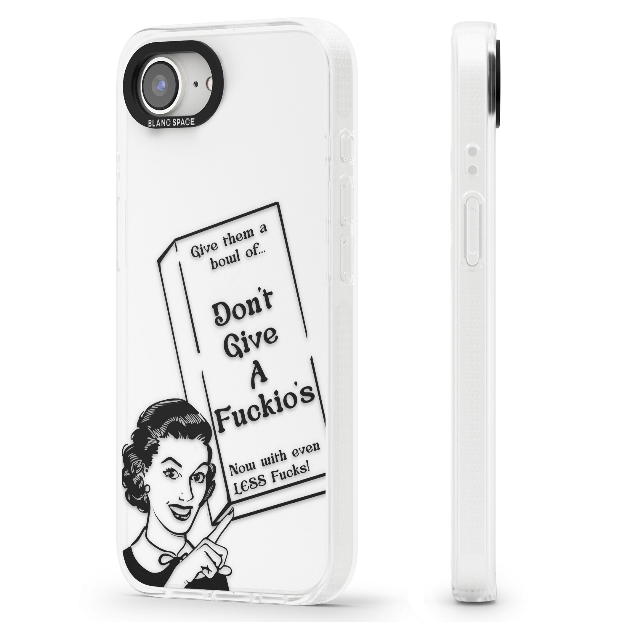 "Don't Give a F*ckio's" Cereal iPhone 16e Clear Case Impact Air - Blanc Space