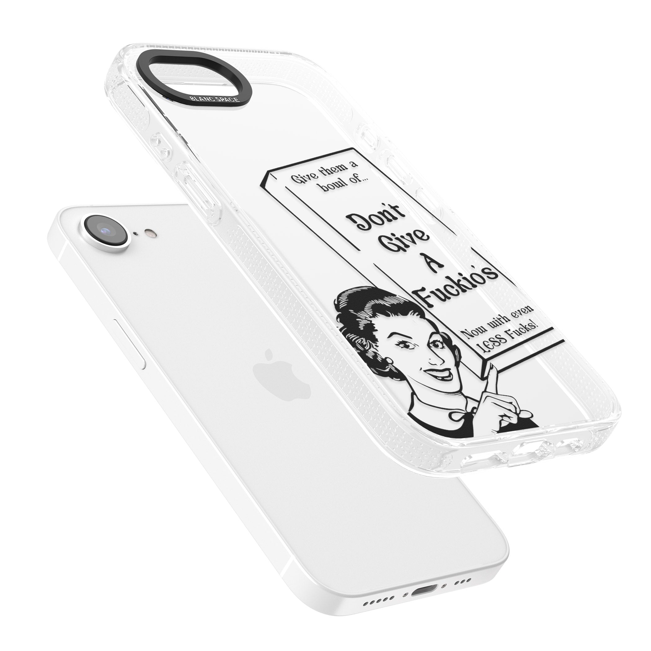 "Don't Give a F*ckio's" Cereal iPhone 16e Clear Case Impact Air - Blanc Space