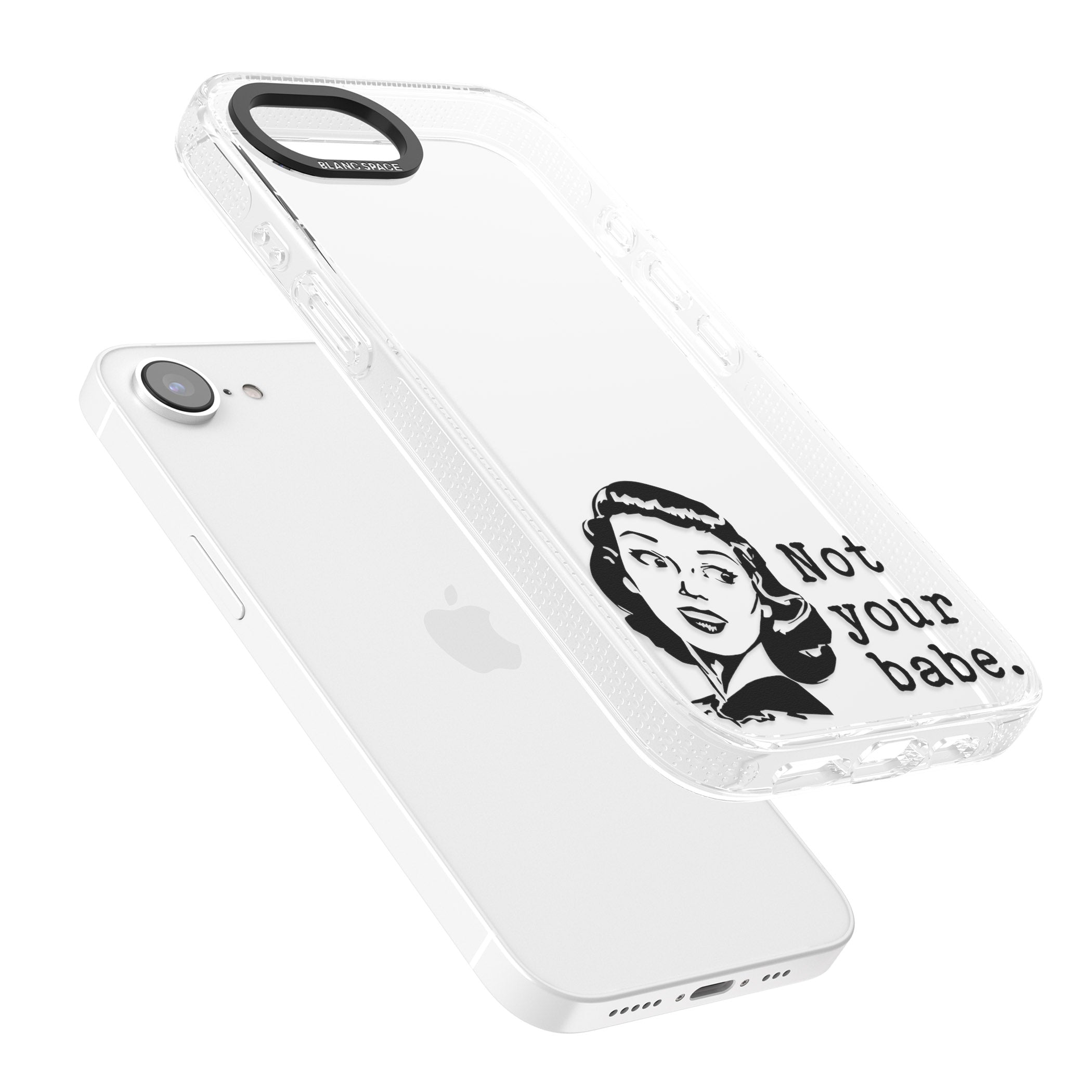 Not Your Babe iPhone 16e Clear Case Impact Air - Blanc Space