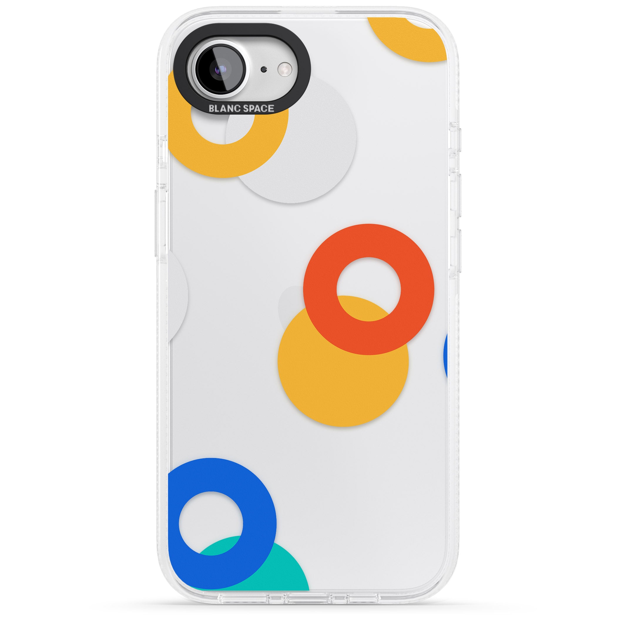 Abstract Mixed Circles iPhone 16e Clear Case Impact Air - Blanc Space