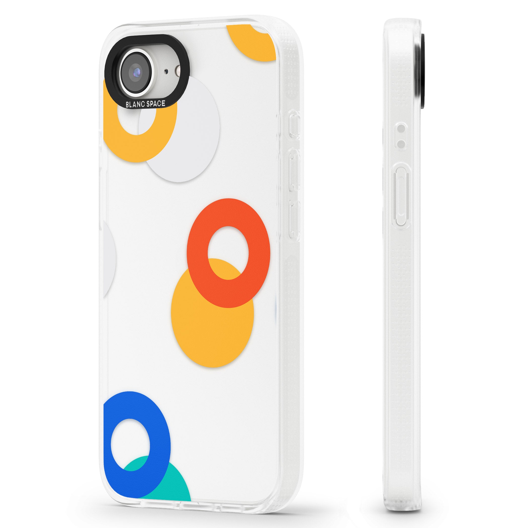 Abstract Mixed Circles iPhone 16e Clear Case Impact Air - Blanc Space